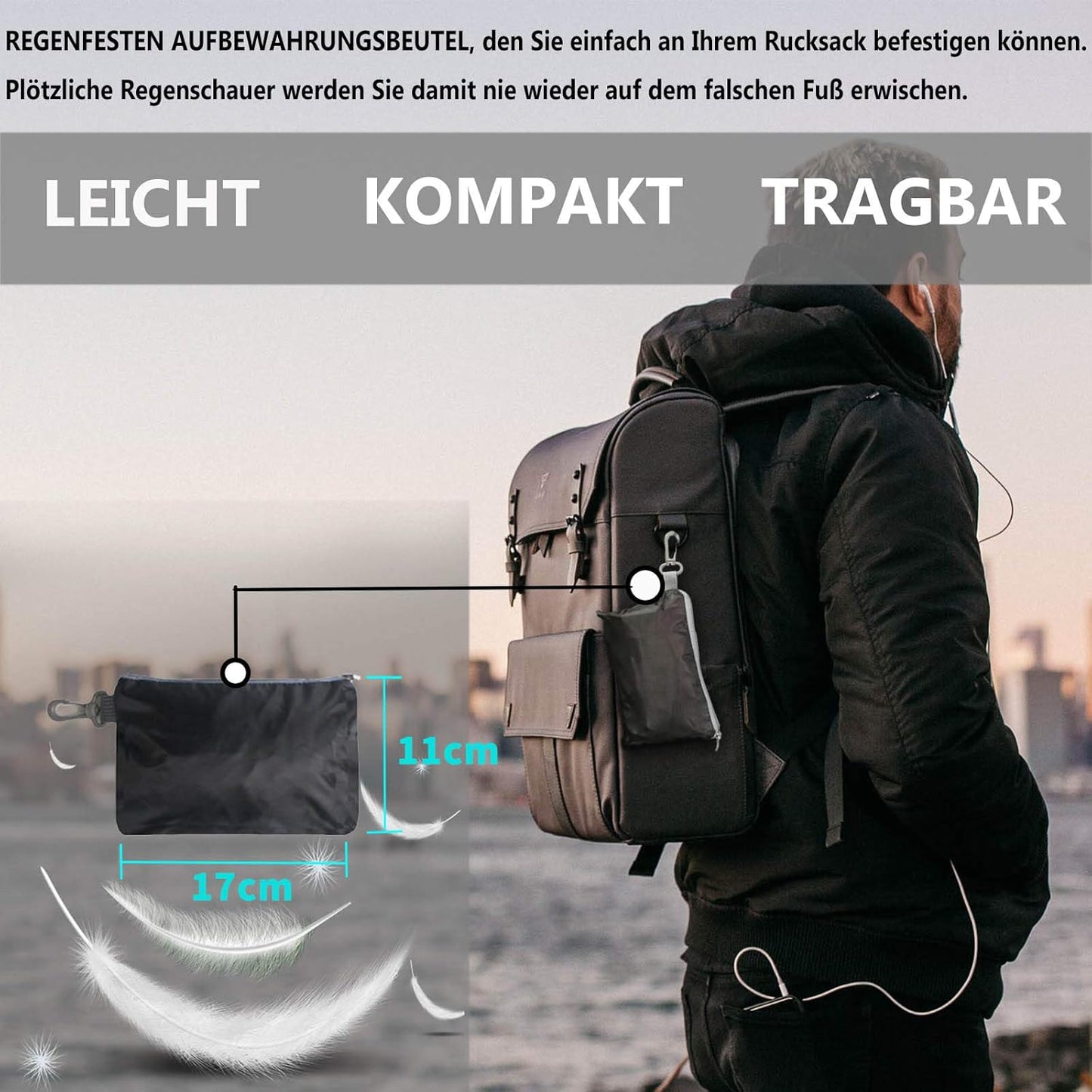 Rucksack Regenhülle, XXL: 65L-90L #1 Schwarz