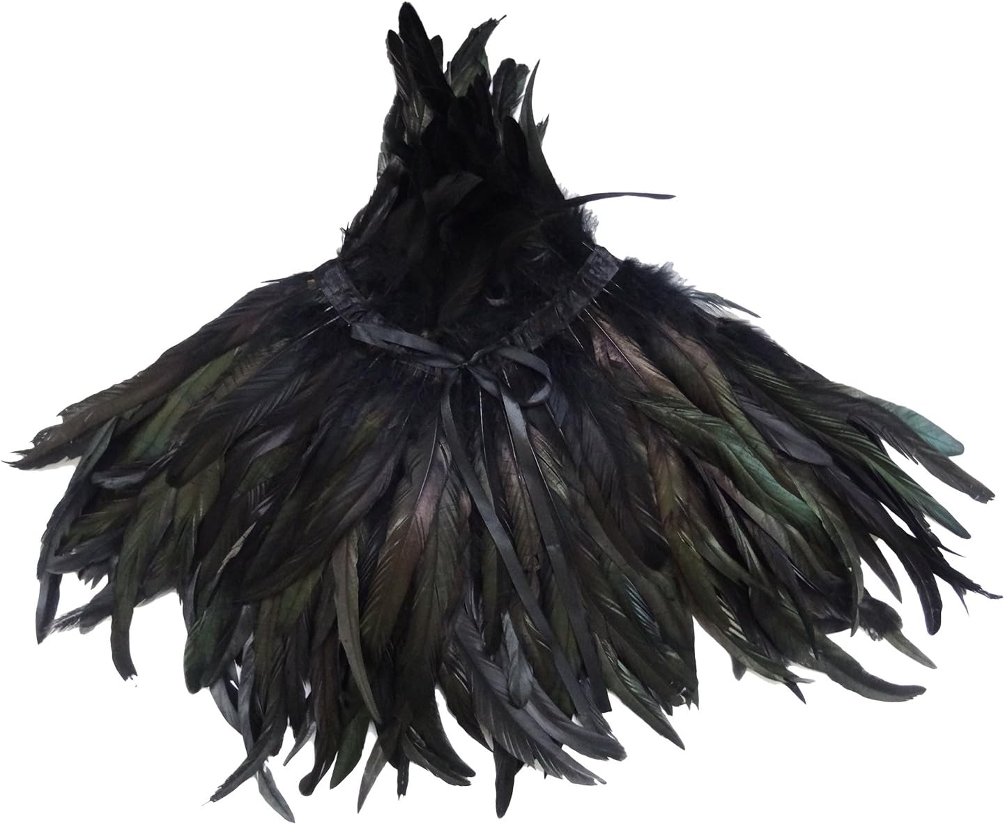 Gothic Feder-Kap Poncho mit Kragen, Schwarz