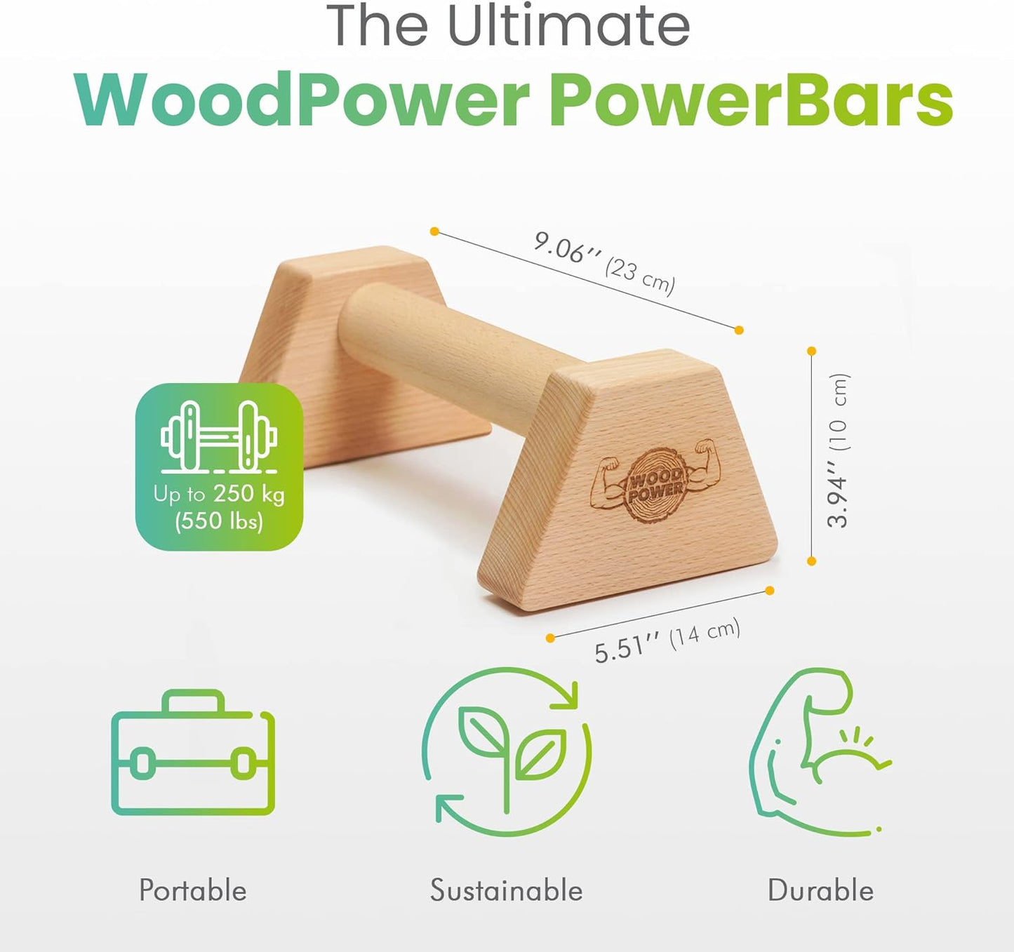 PowerBars - Holz-Parallettes für Liegestütze, XS, Classic