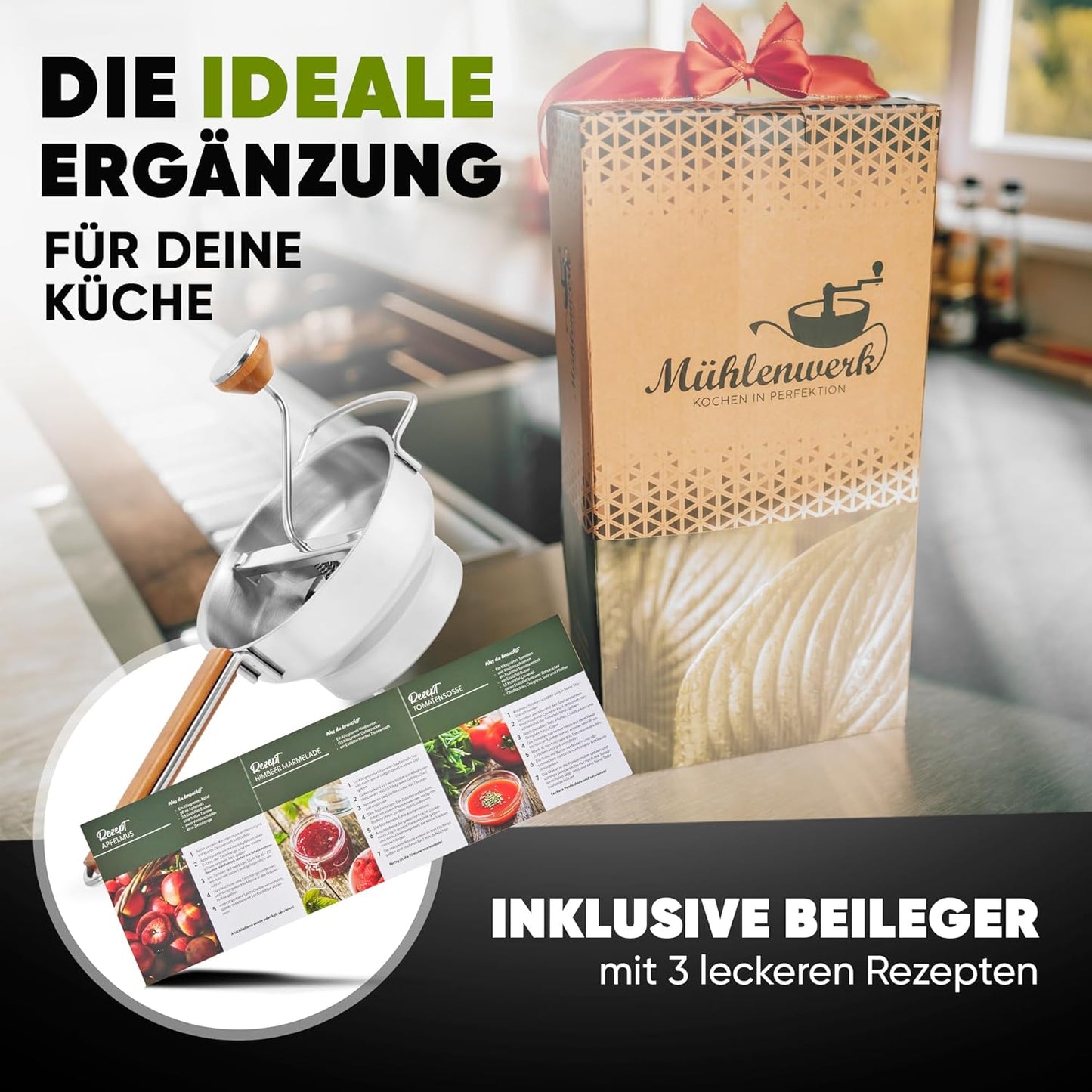 Passiermühle-Set, Mit Gläsern & Trichter