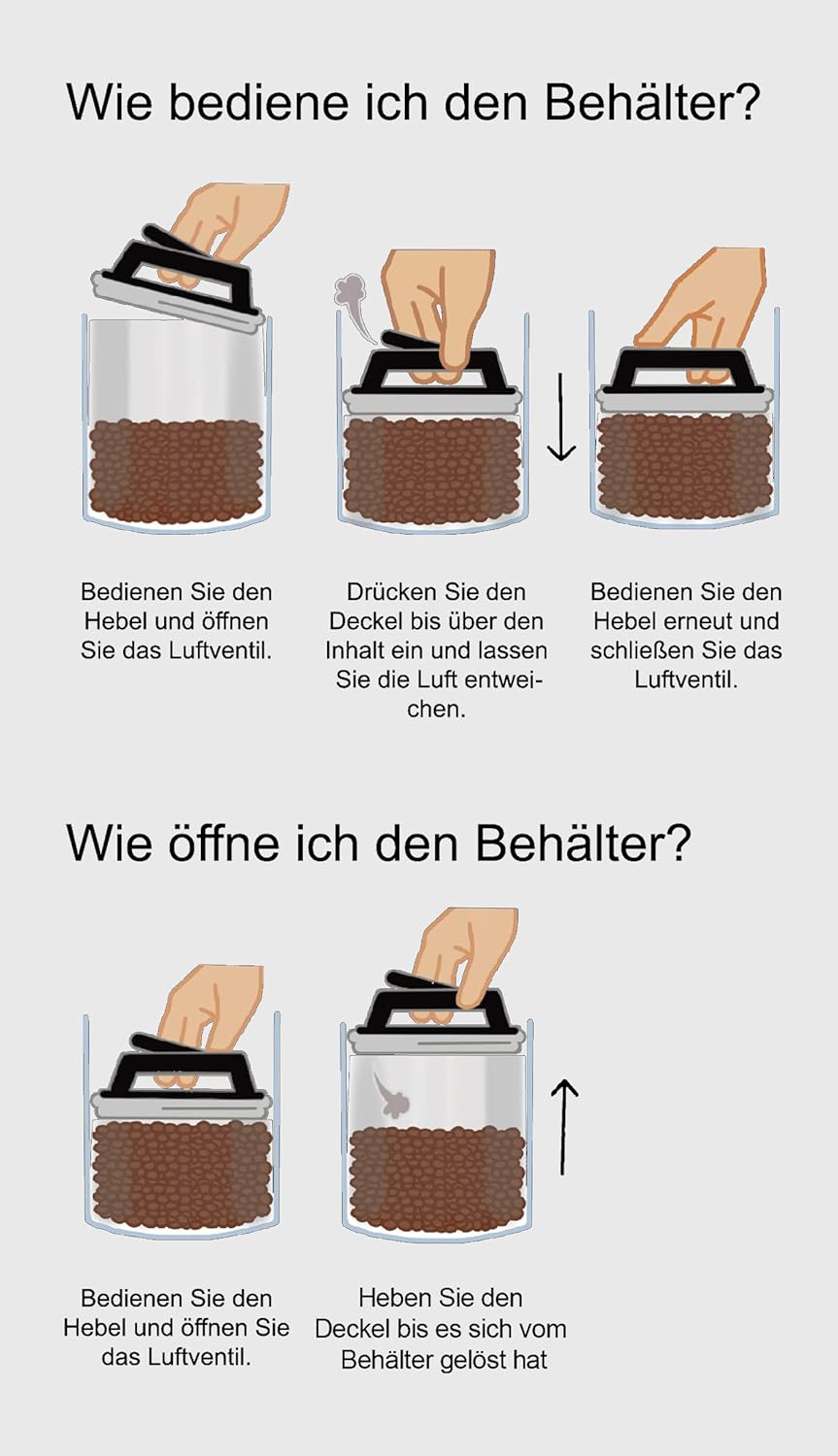 Luftdichte Kaffeedose mit Vakuumdeckel & Aromaverschluss