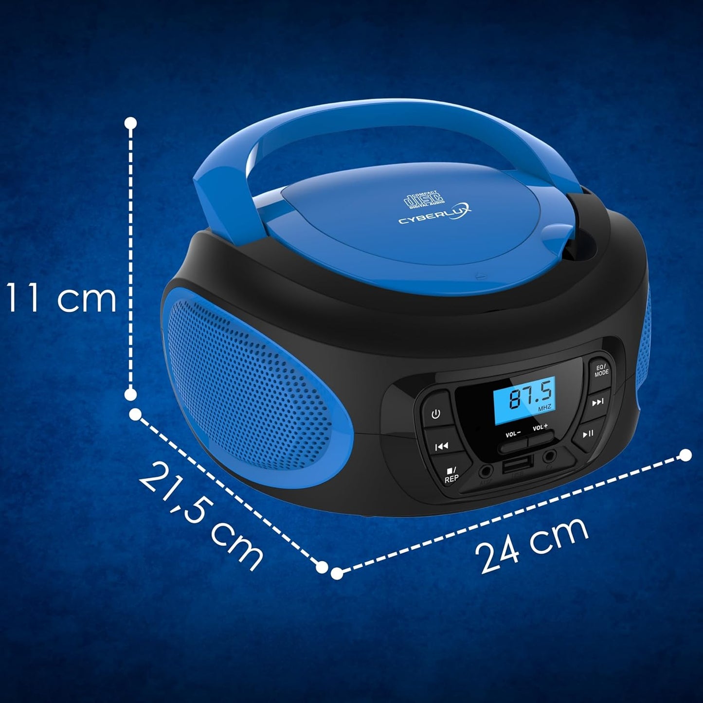 Tragbarer CD-Player mit USB, Cobalt Blue