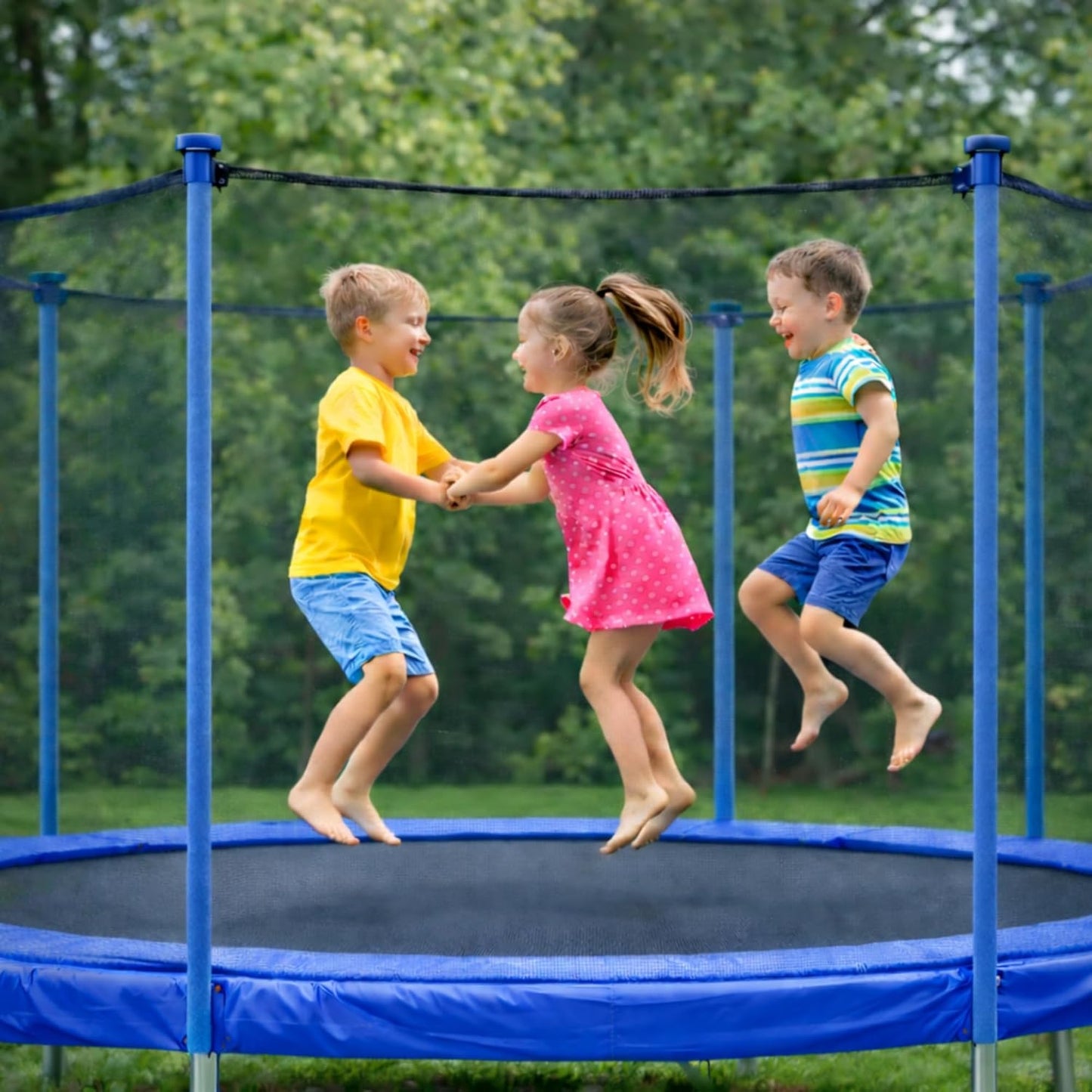 6er-Set Trampolin-Stangenschutz, Blau mit Stangen Kappen