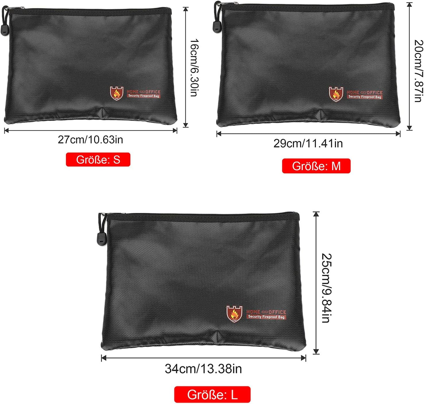 Feuerfeste Dokumententaschen-Set (2 Stück, wasserdicht), L+L