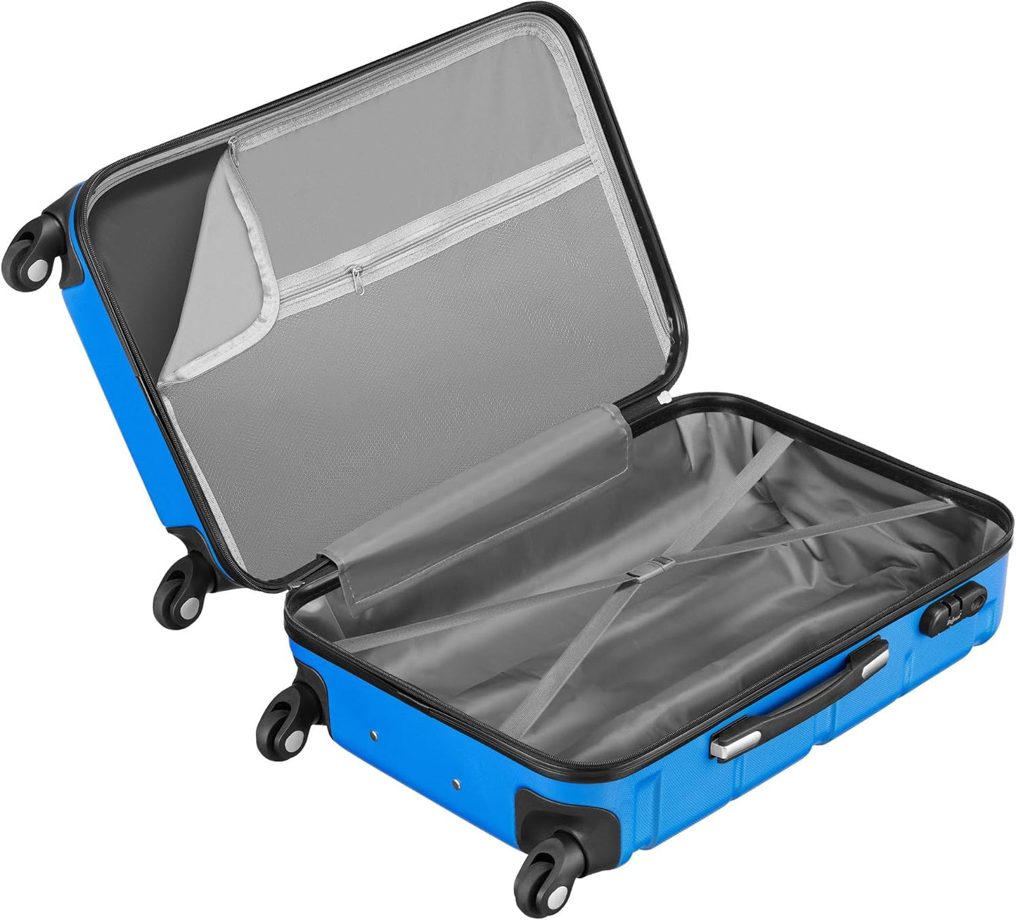 3-teiliges Hartschalenkoffer-Set mit Zahlenschloss, Blau 3-teilig