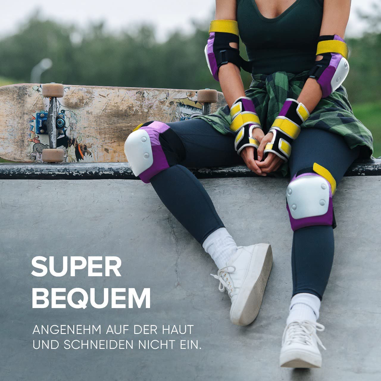 6-teiliges Protektoren-Set, Violett M - Jugendliche / Erwachsene