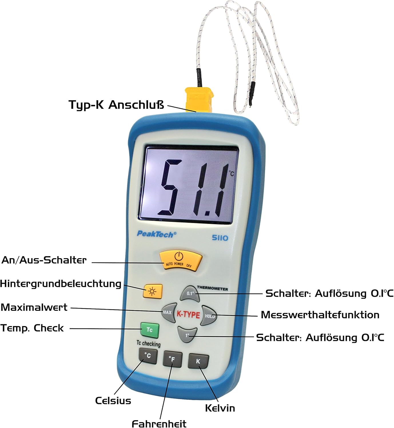 P 5110 Digital-Thermometer, Single