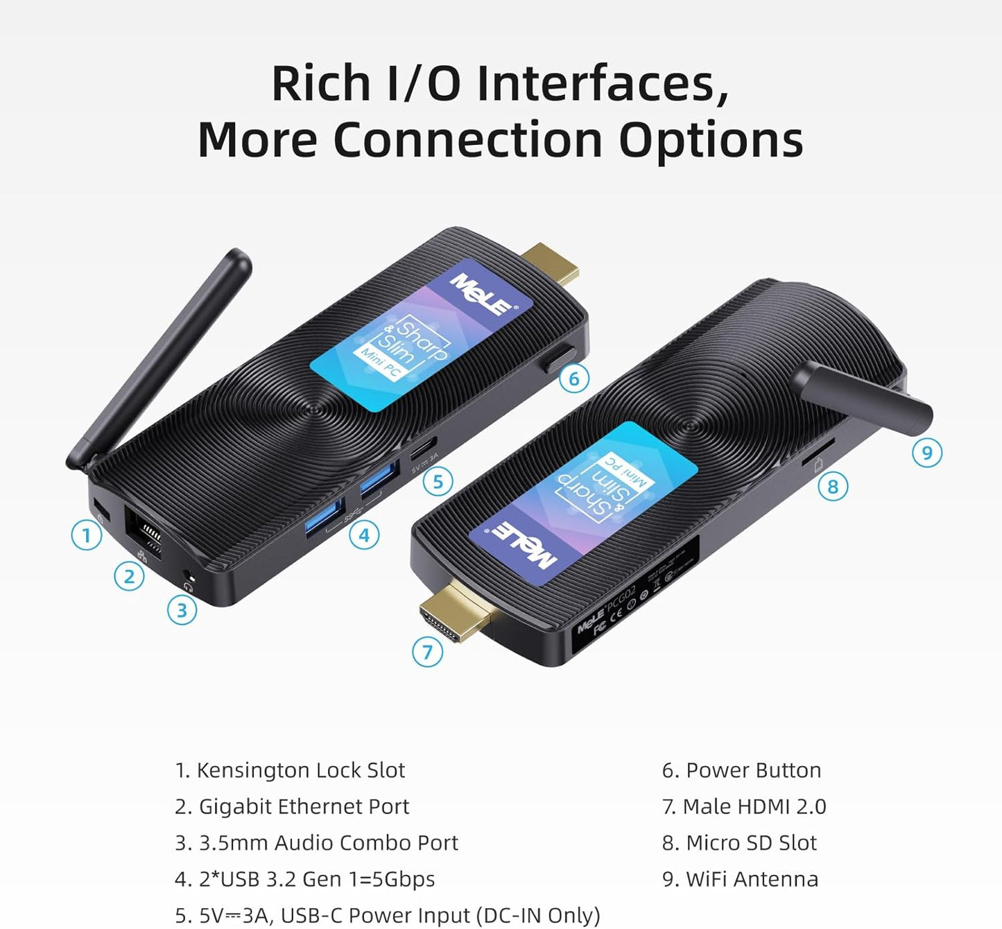 Lüfterloser Mini-PC-Stick mit Windows 11, 4GB 128GB PCG02-N4000 Home