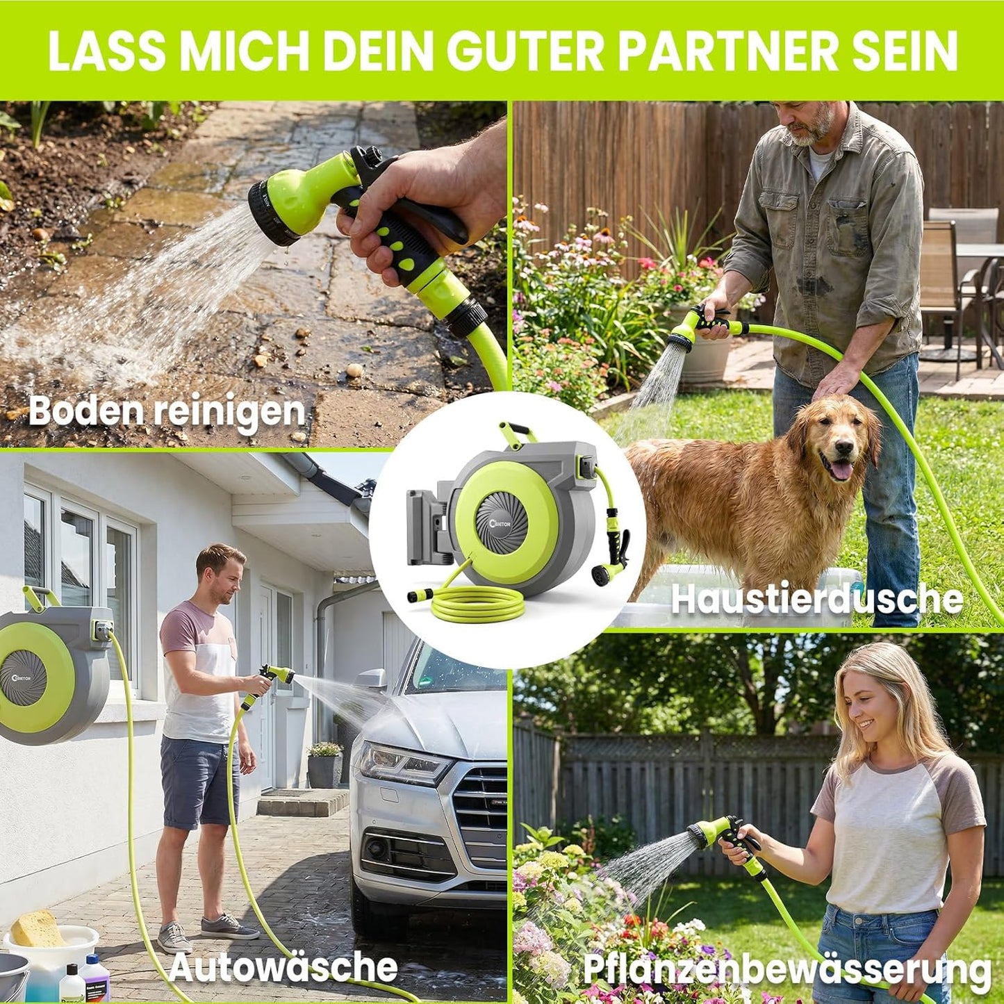 Gartenschlauch-Trommel, Grün 40M