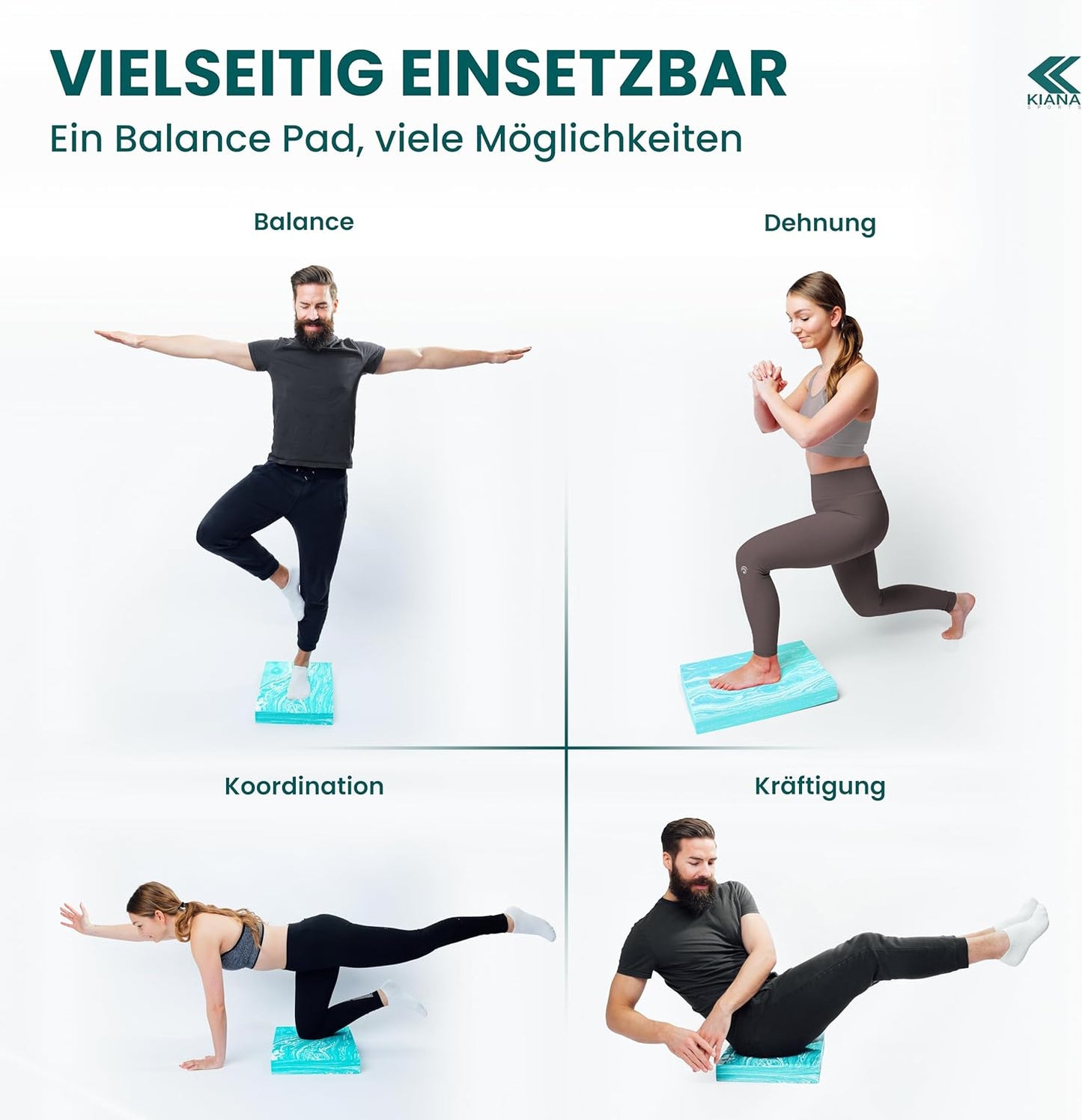 Balance Pad für effektives Gleichgewichtstraining, 40 x 32 x 6 cm Türkis