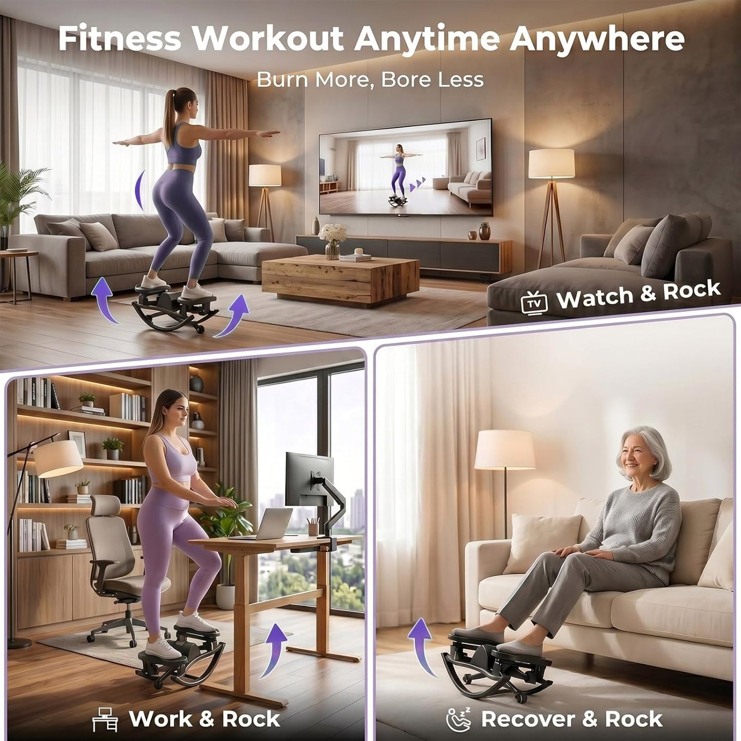 Rock Stepper für Zuhause mit Widerstandsband, Rosa