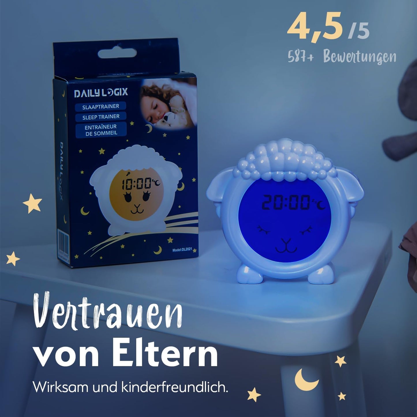 Schlaftrainer Lernwecker für Kinder mit Nachtlicht