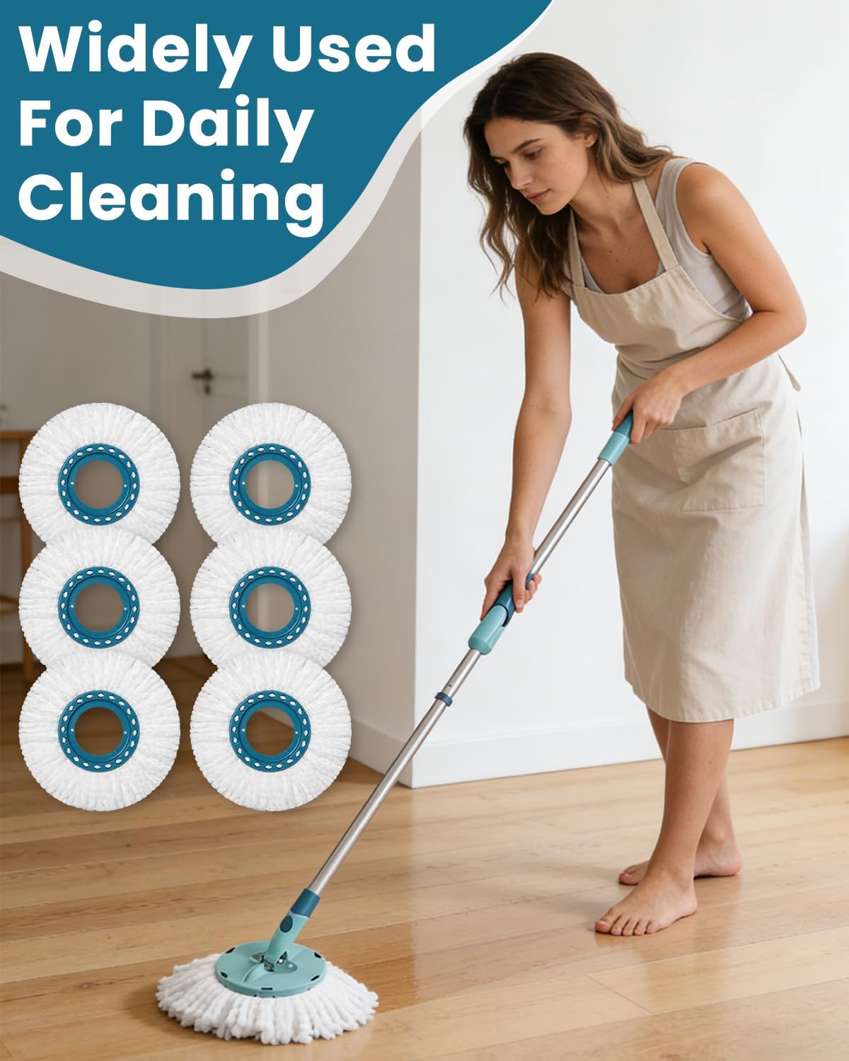 6 Stück Ersatzkopf für Clean Twist Disc Mop