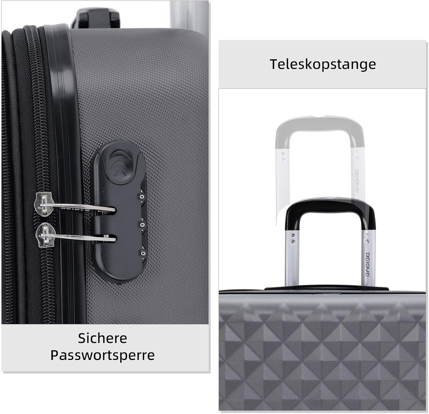 Hartschalen-Koffer mit Zahlenschloss, Business Grey, M