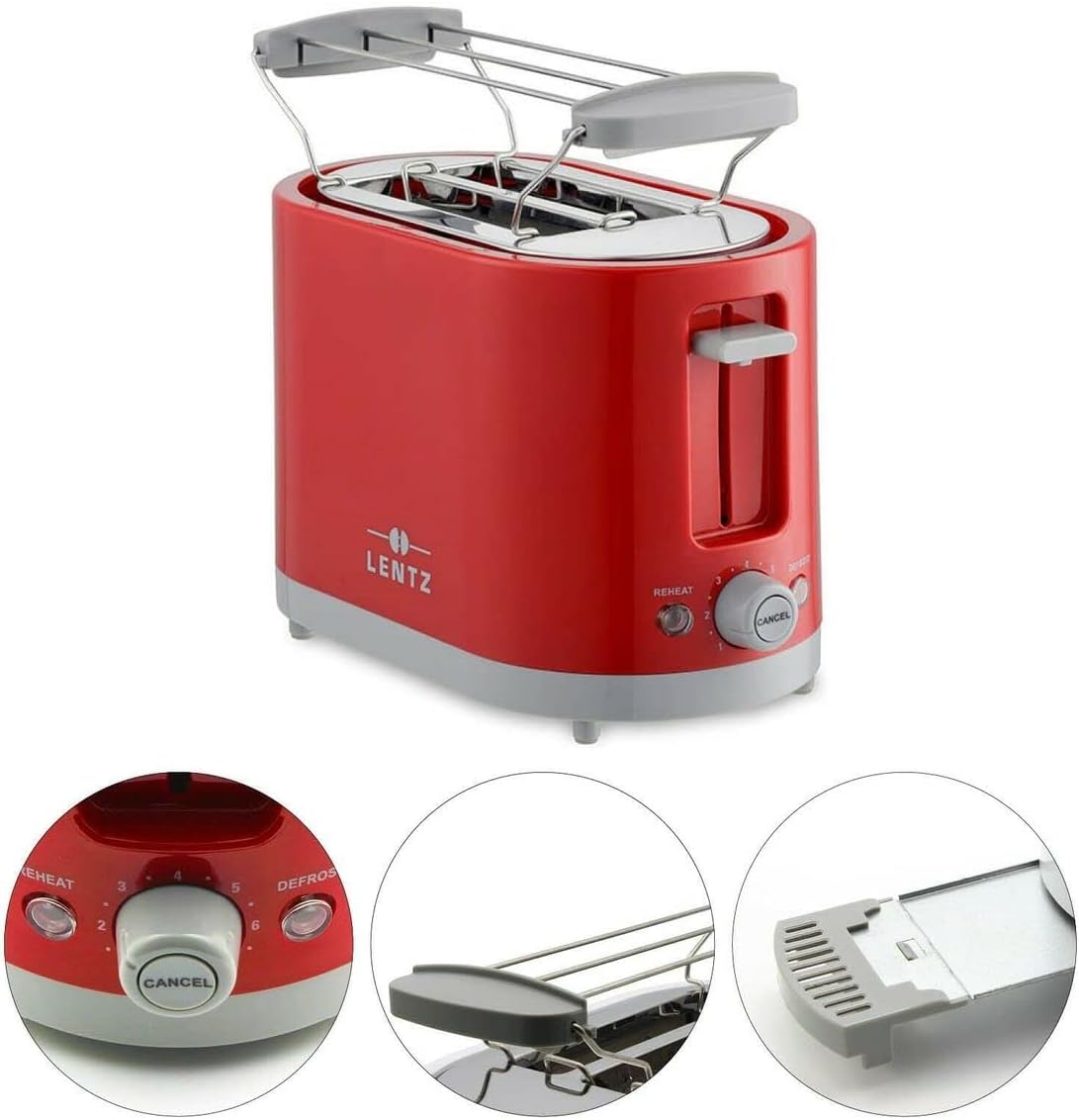 2-Scheiben Toaster Cool Touch mit Brötchenaufsatz, Rot