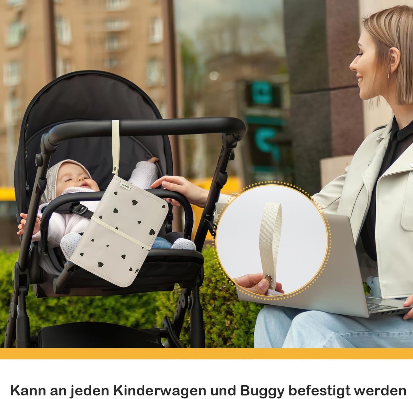 Baby Windeltasche mit Wickelunterlage, Beige
