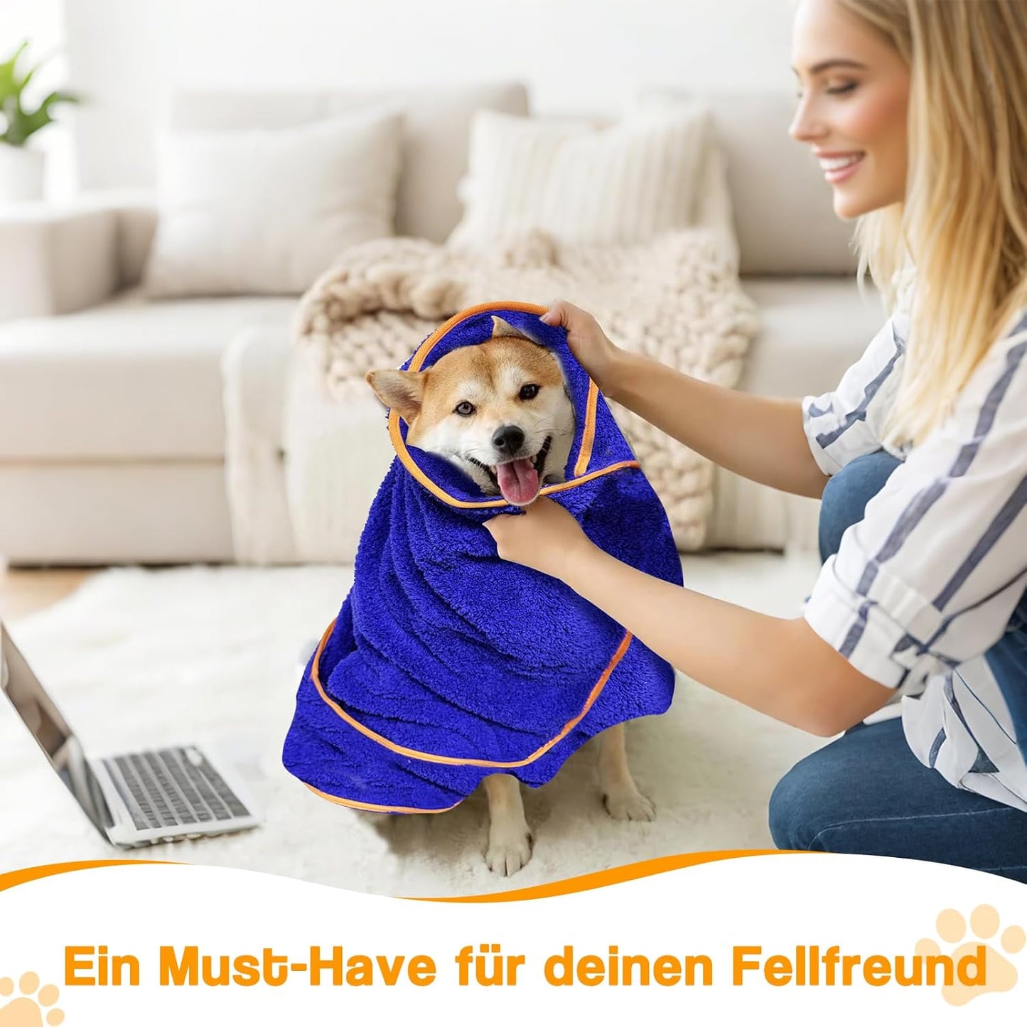 Hundebademantel mit Klettverschluss, S