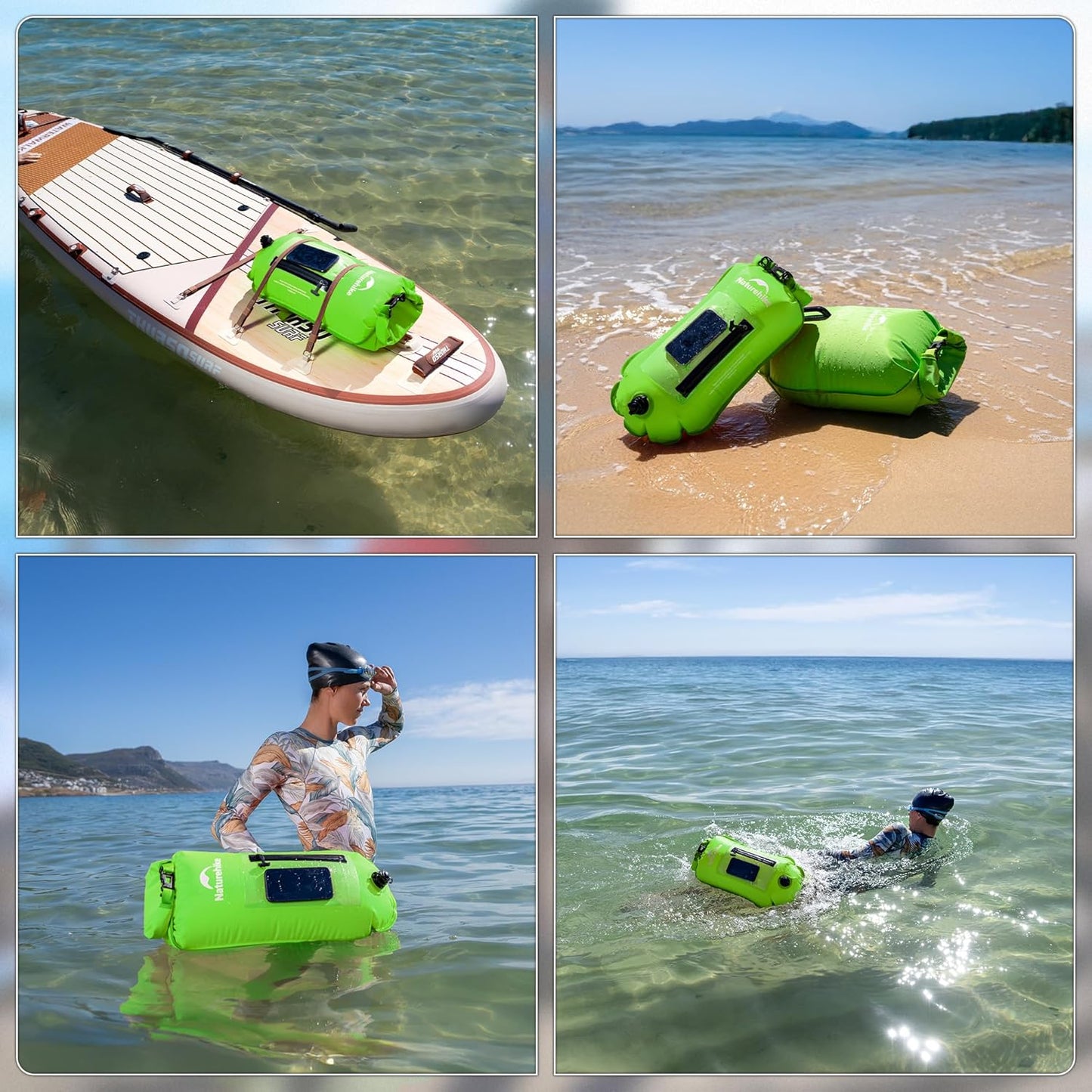 Schwimmboje mit Trockensack und Airbags, Grün/18l/Upgrade