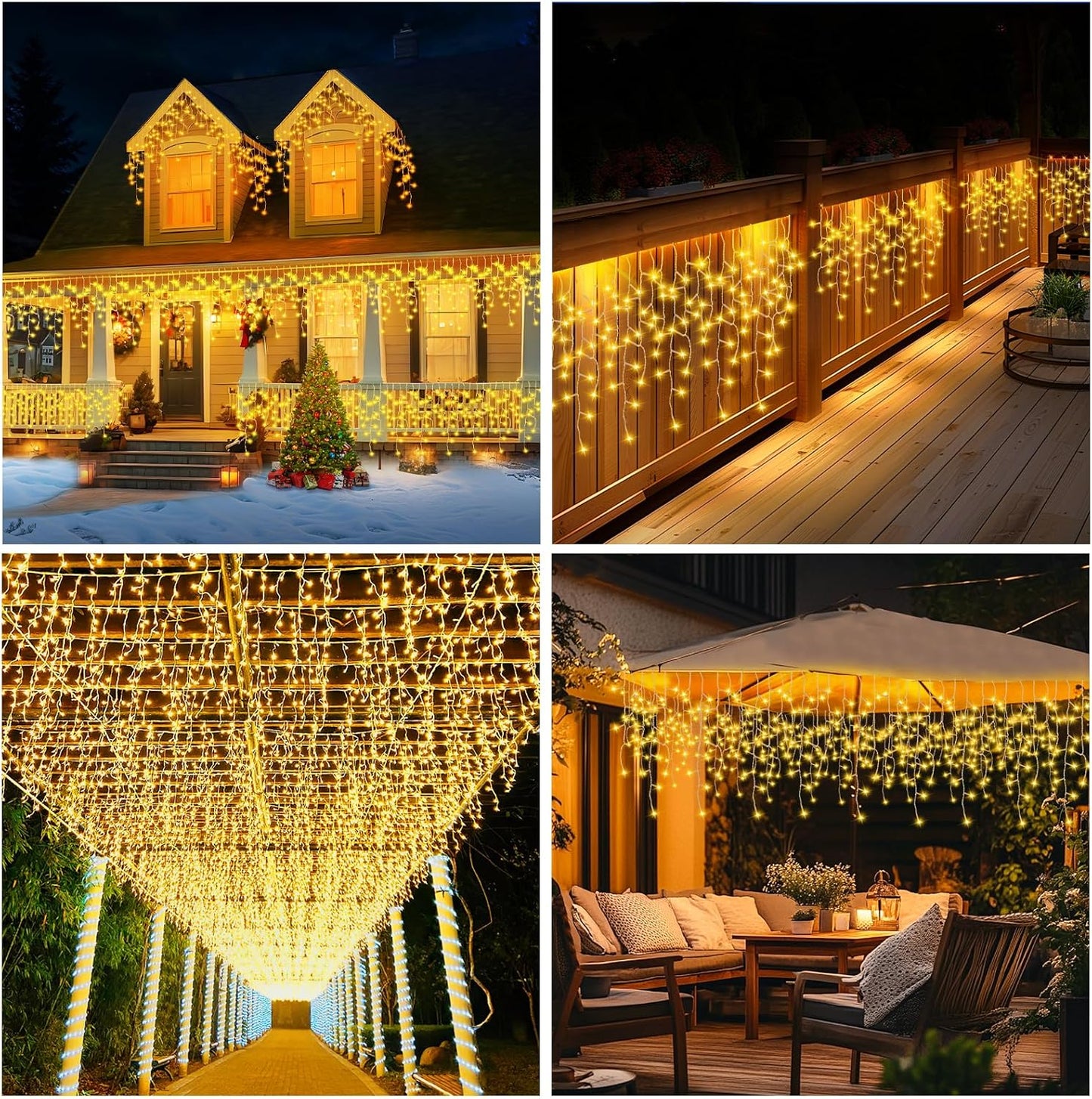 Eisregen Lichterkette mit 400 LEDs, Warmweiss 12,8m