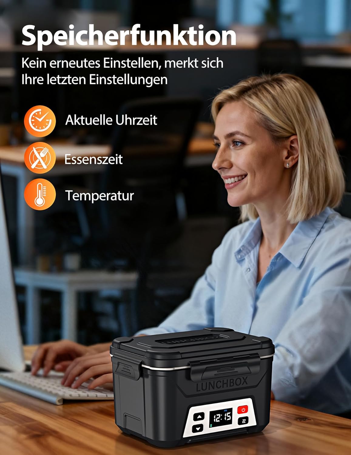 Elektrische Lunchbox mit Akku & Aufheizfunktion, Black