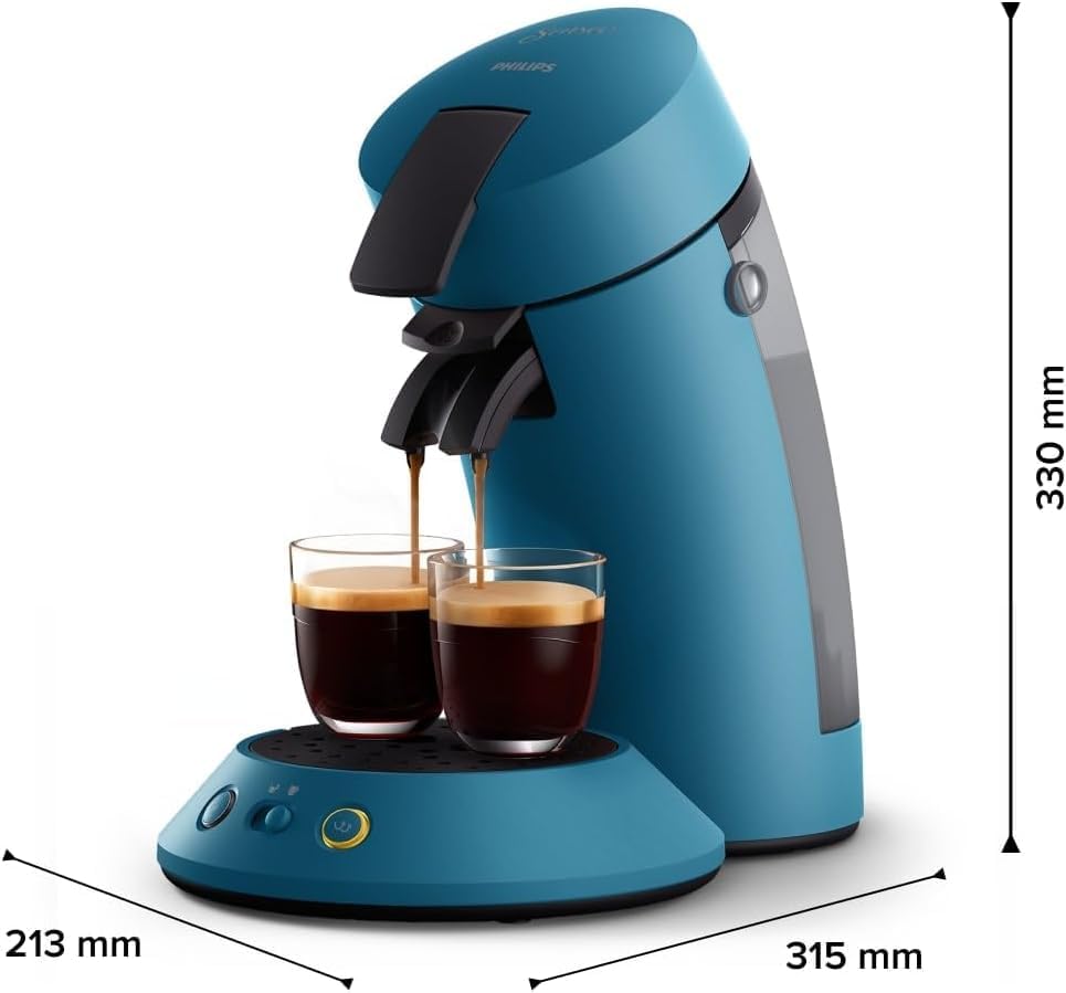 Kaffeepadmaschine mit Kaffeestärkeauswahl, Blau Pavone