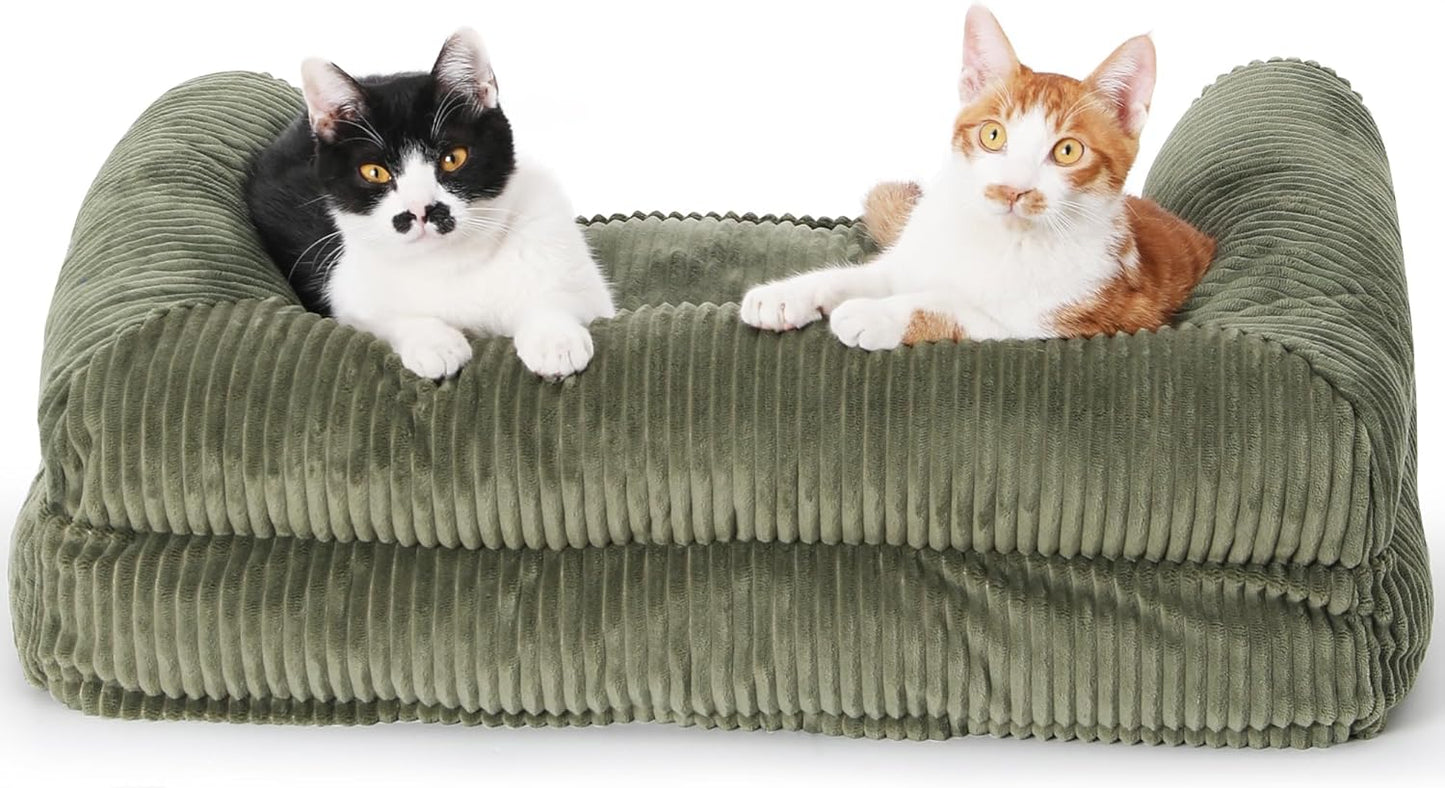 Gemütliches Katzensofa mit waschbarem Bezug, L 72cm x B 52cm x H 22cm Grün