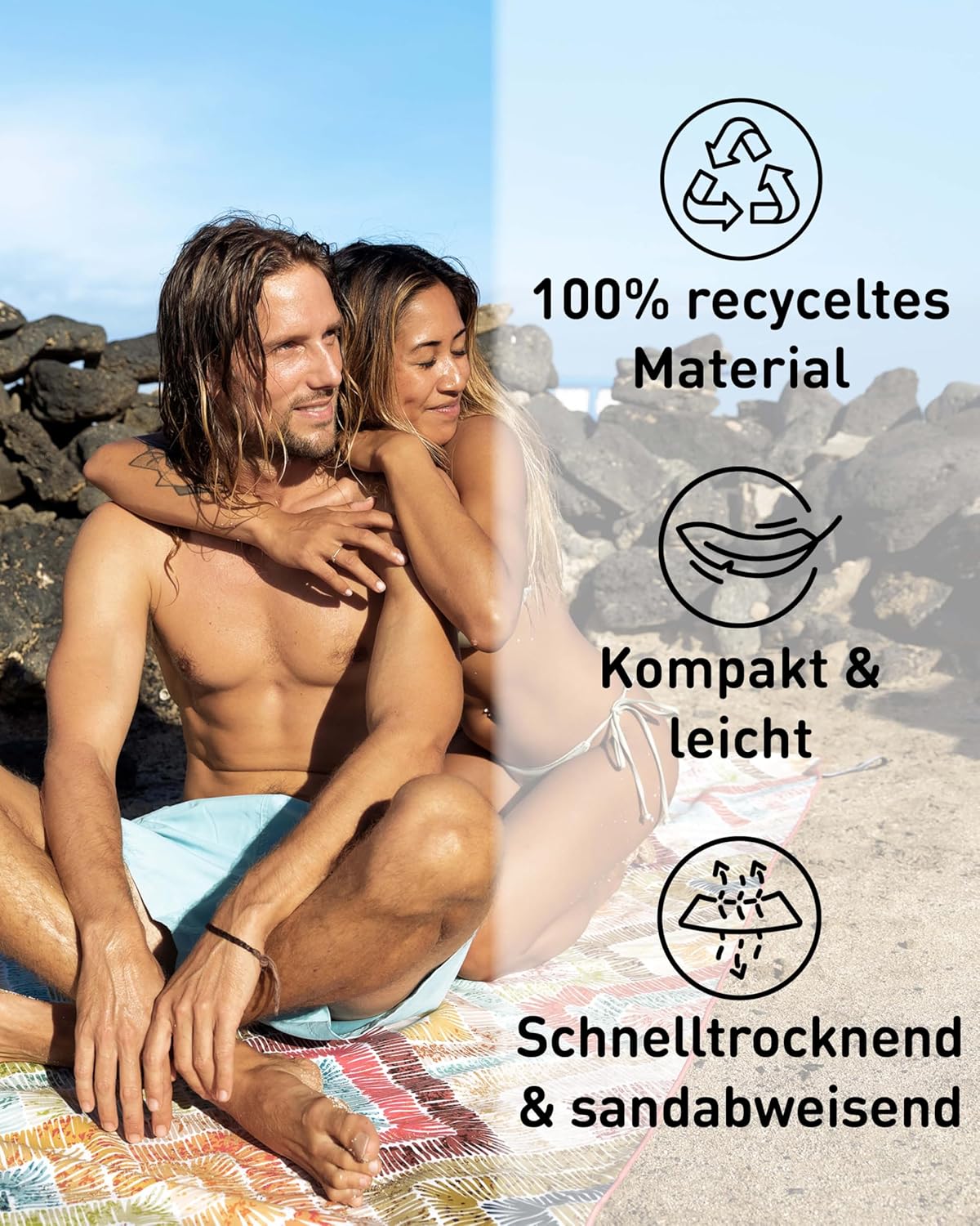 Schnelltrocknendes Strandhandtuch, 160cm x 90cm 34 Fancy Squares