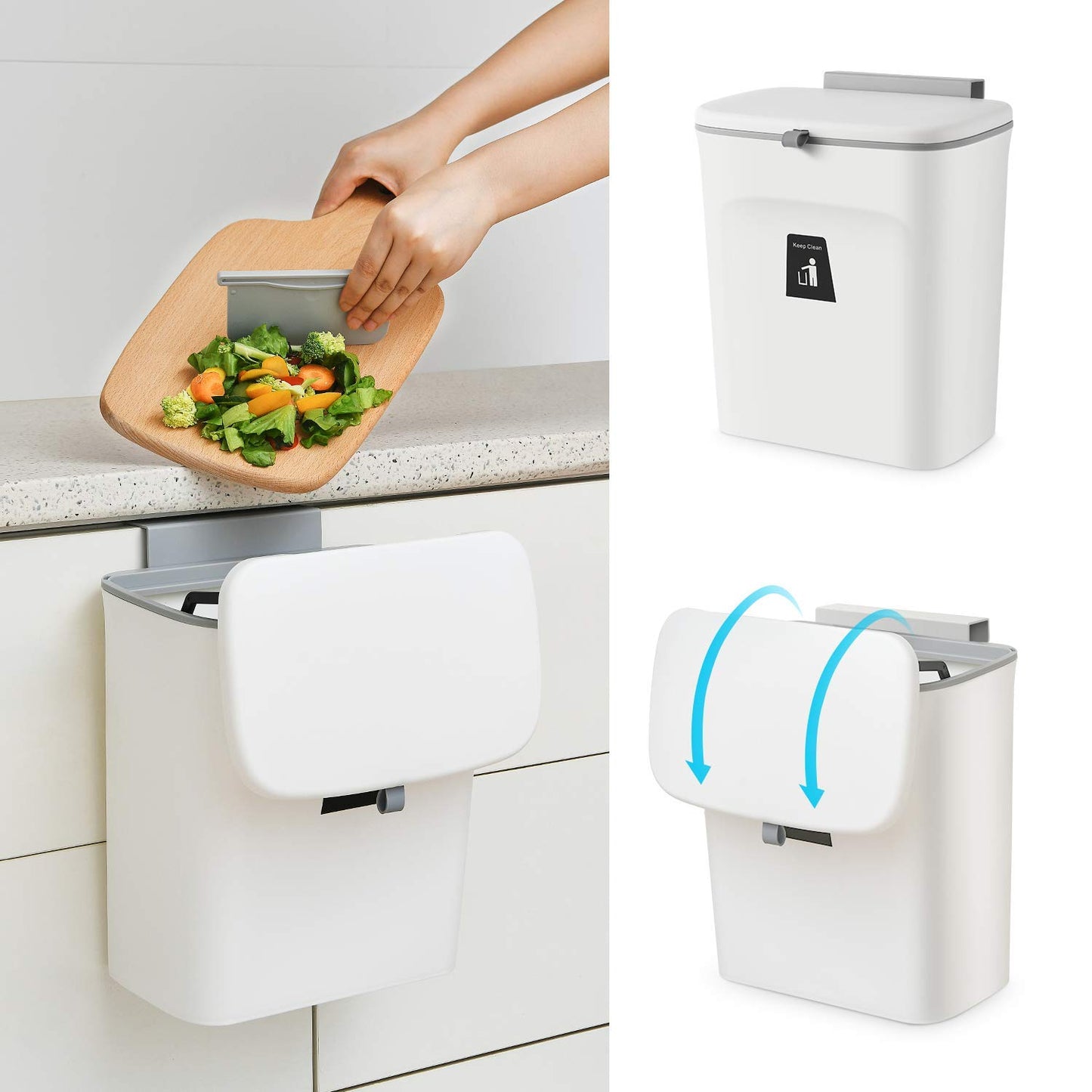 2-teiliges Mülleimer-Set zum Aufhängen, 29,5 X 16 X 26 Cm – Weiss – 2 Stück