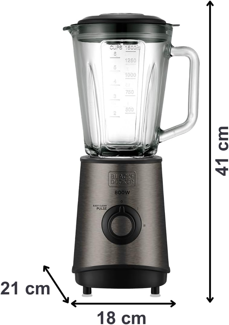 Standmixer mit Glaskanne und Eiscrusher (1,5L, 800W), 1,5L | 800W