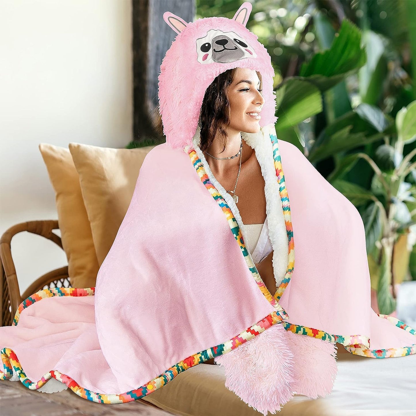 Tragbare Lama Decke, Rosa Lama Alpaka