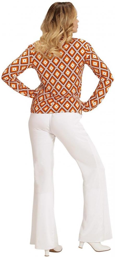 Retro 70er Jahre Damenbluse, S-M Orange/Gelb