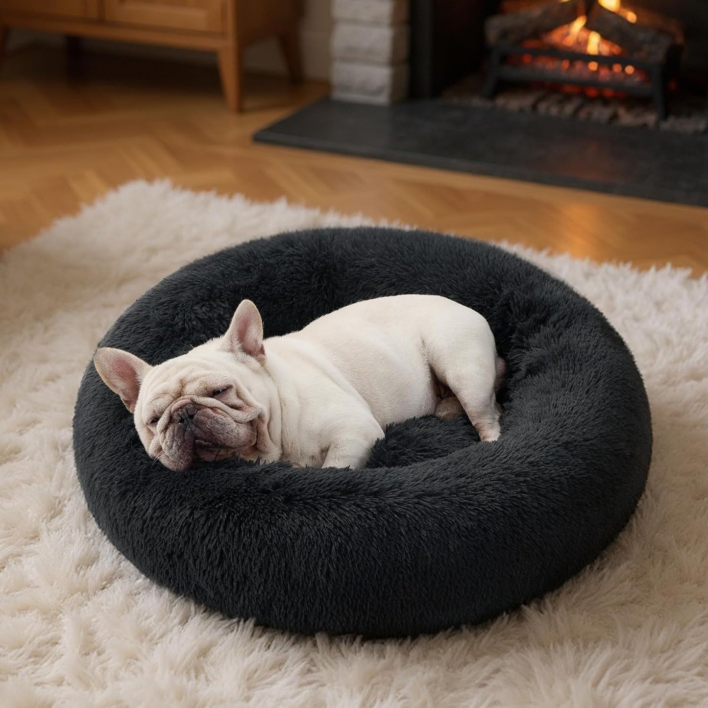 Kuschelbett für Katzen und Hunde, waschbar, Dunkelgrau L 70 x B 70 x H 15 cm