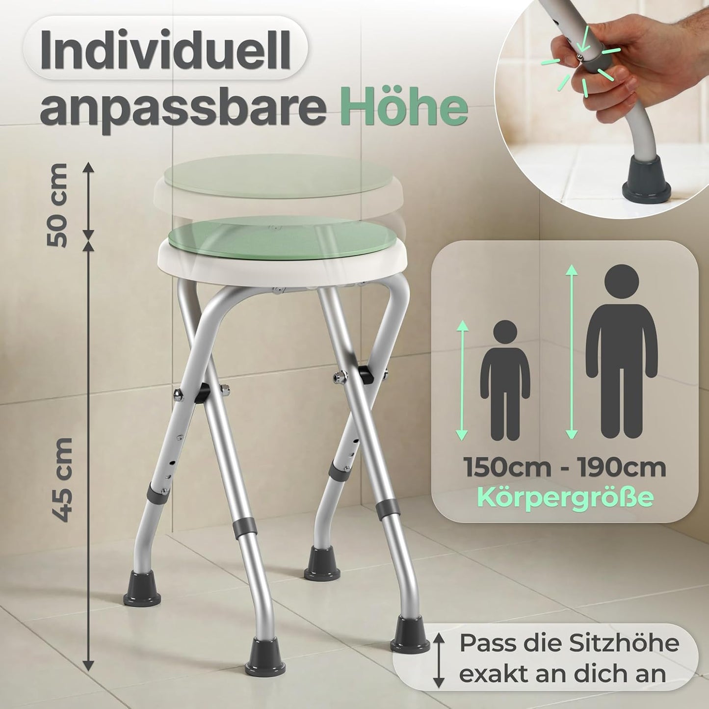 Klappbarer Duschhocker
