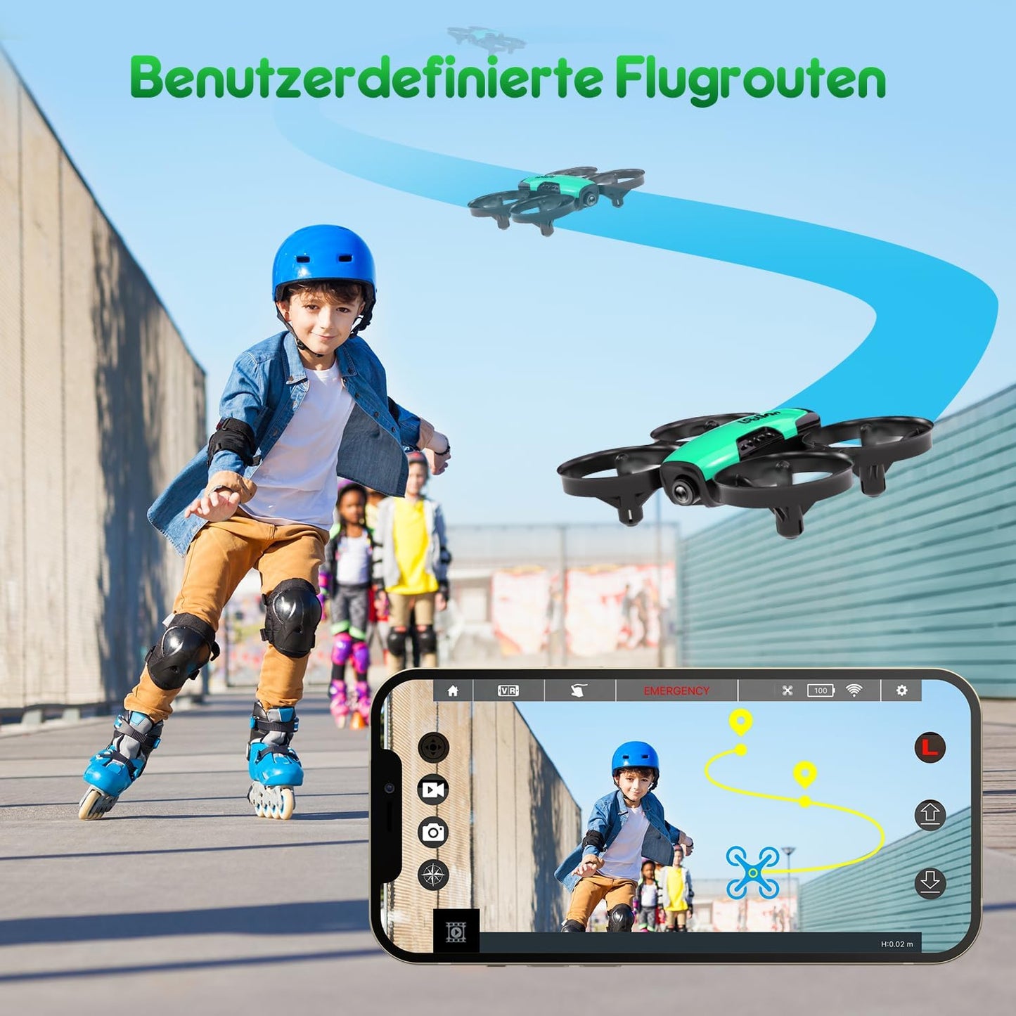 Mini-Drohne mit Kamera für Kinder, 1. Grün