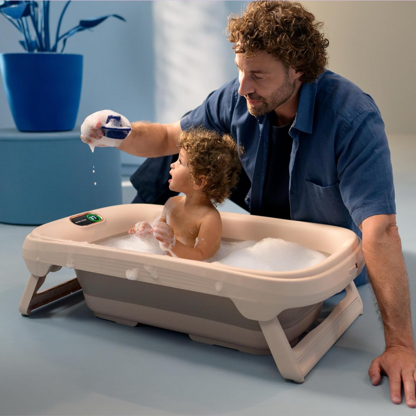 Faltbare Babybadewanne mit Thermometer Indigo, Muted Terra