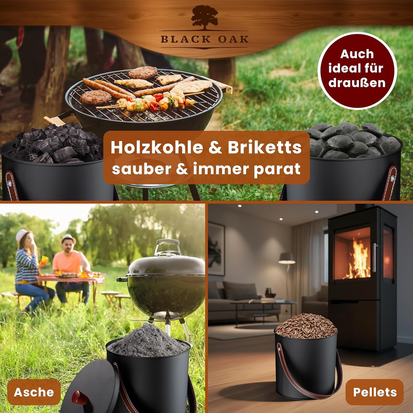 Ascheeimer Toba und Kehrset, Toba 5L Eimer + Kehrset