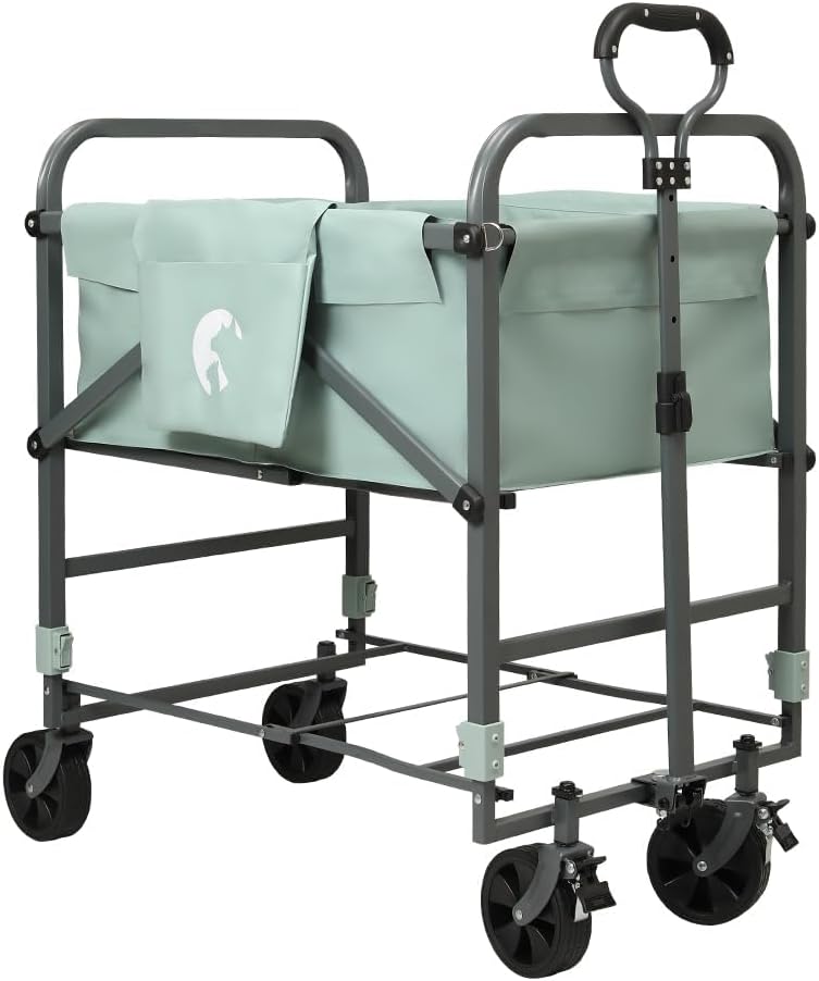 Faltbare erhöhte Haustierbadewanne mit Rädern, Seitentasche & Abflusssieb, Light Green