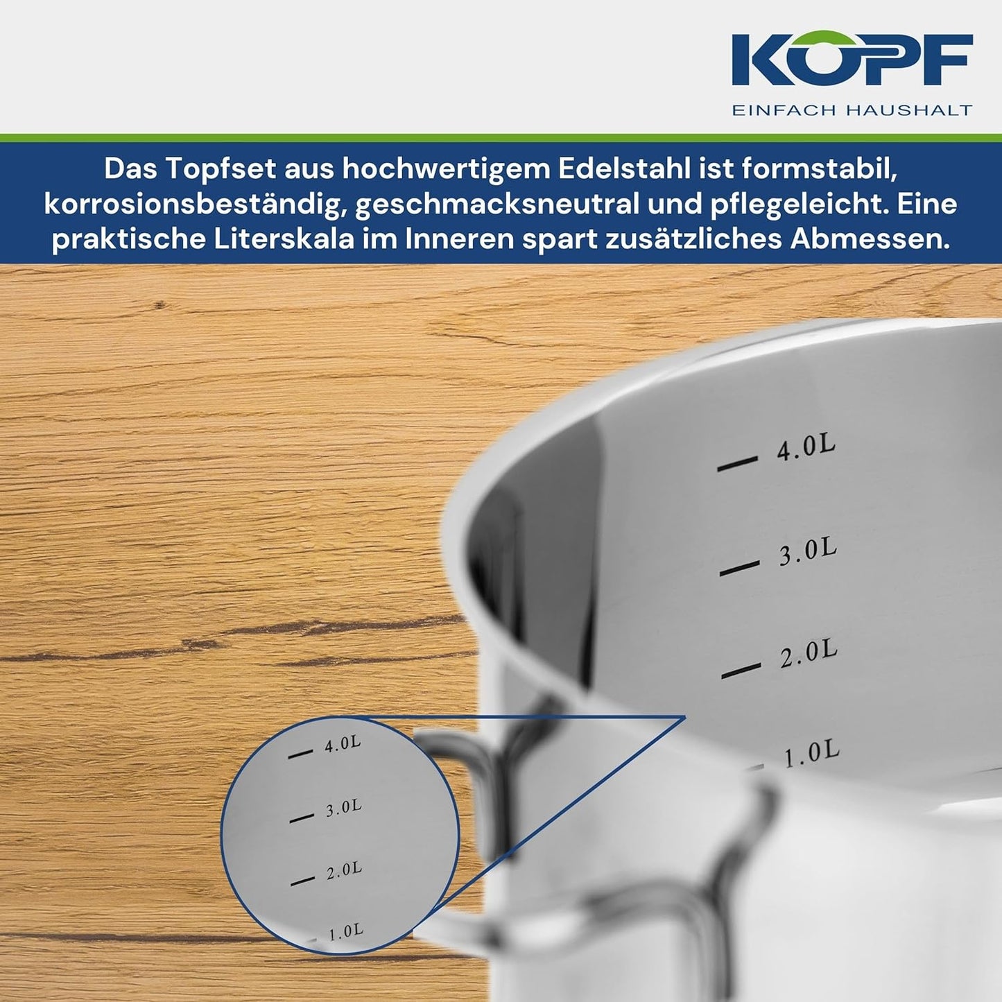 Topfset Merkur aus Edelstahl (4-teilig), 4-teilig