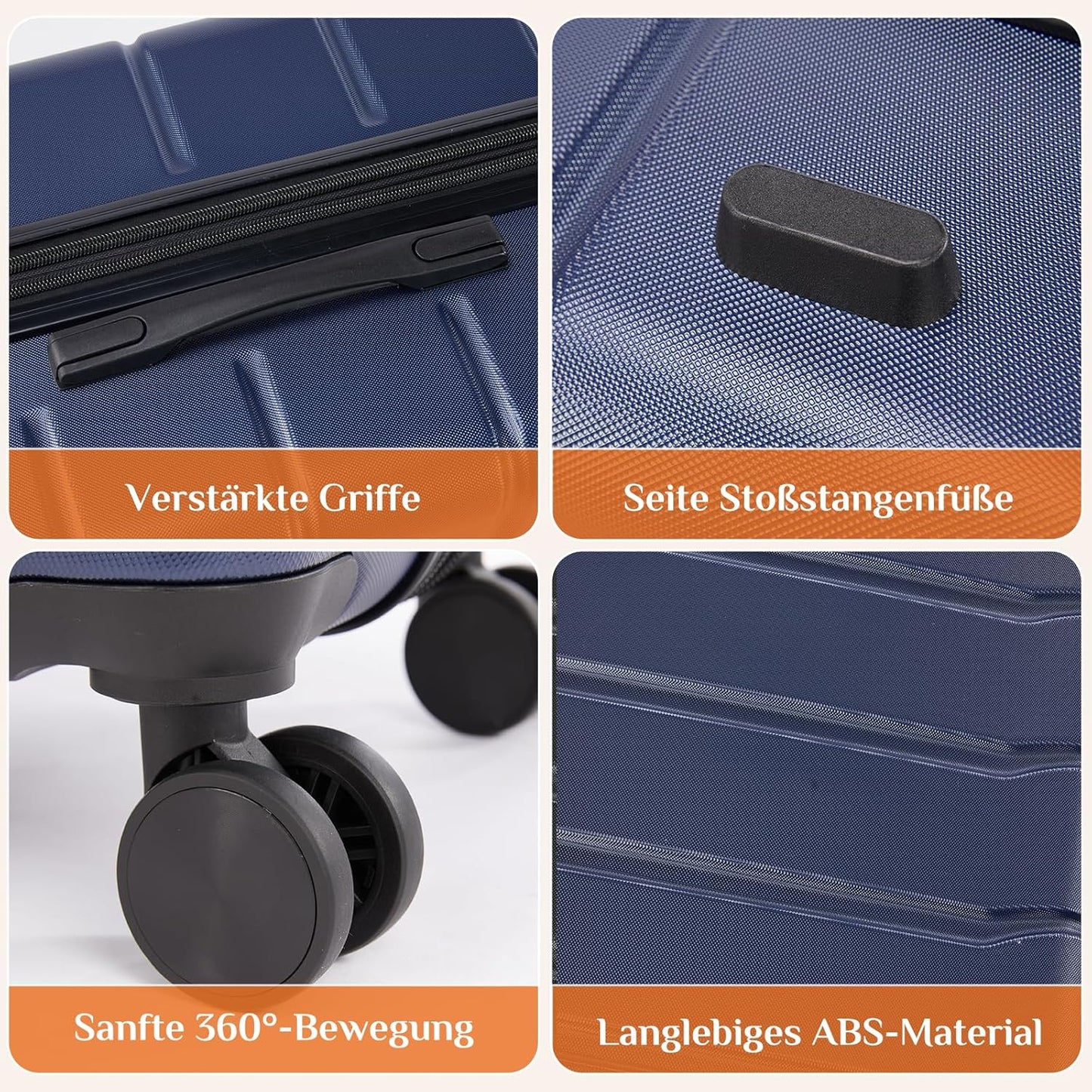 3-teiliges Hartschalen-Kofferset mit TSA-Schloss, Blau 3-Piece Set (20/24/28)