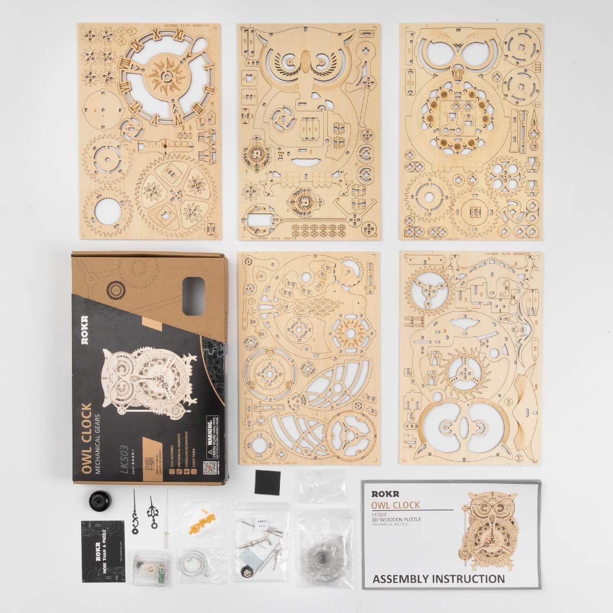 3D Holzpuzzle Owl Clock LK503, Owl Uhr