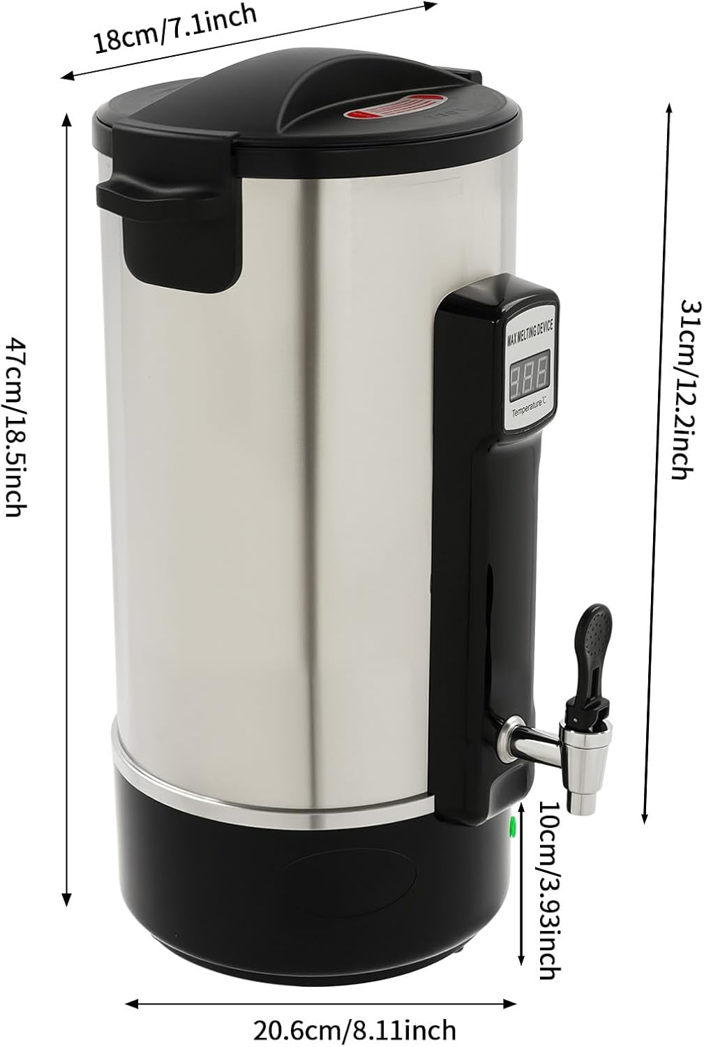 ML-15K Kerzenwachs-Schmelzer 10L mit Temperaturregler, Auslaufhahn & Rührlöffel