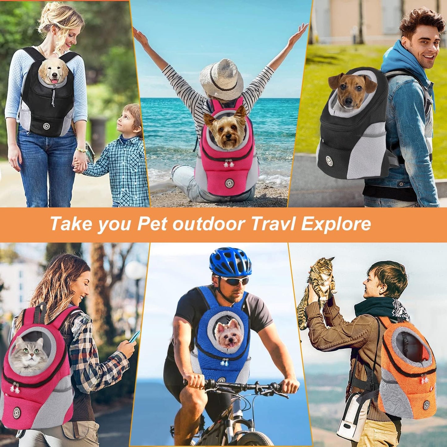 Hundetrage-Rucksack, Head-Out-Design, S Rosa Rot