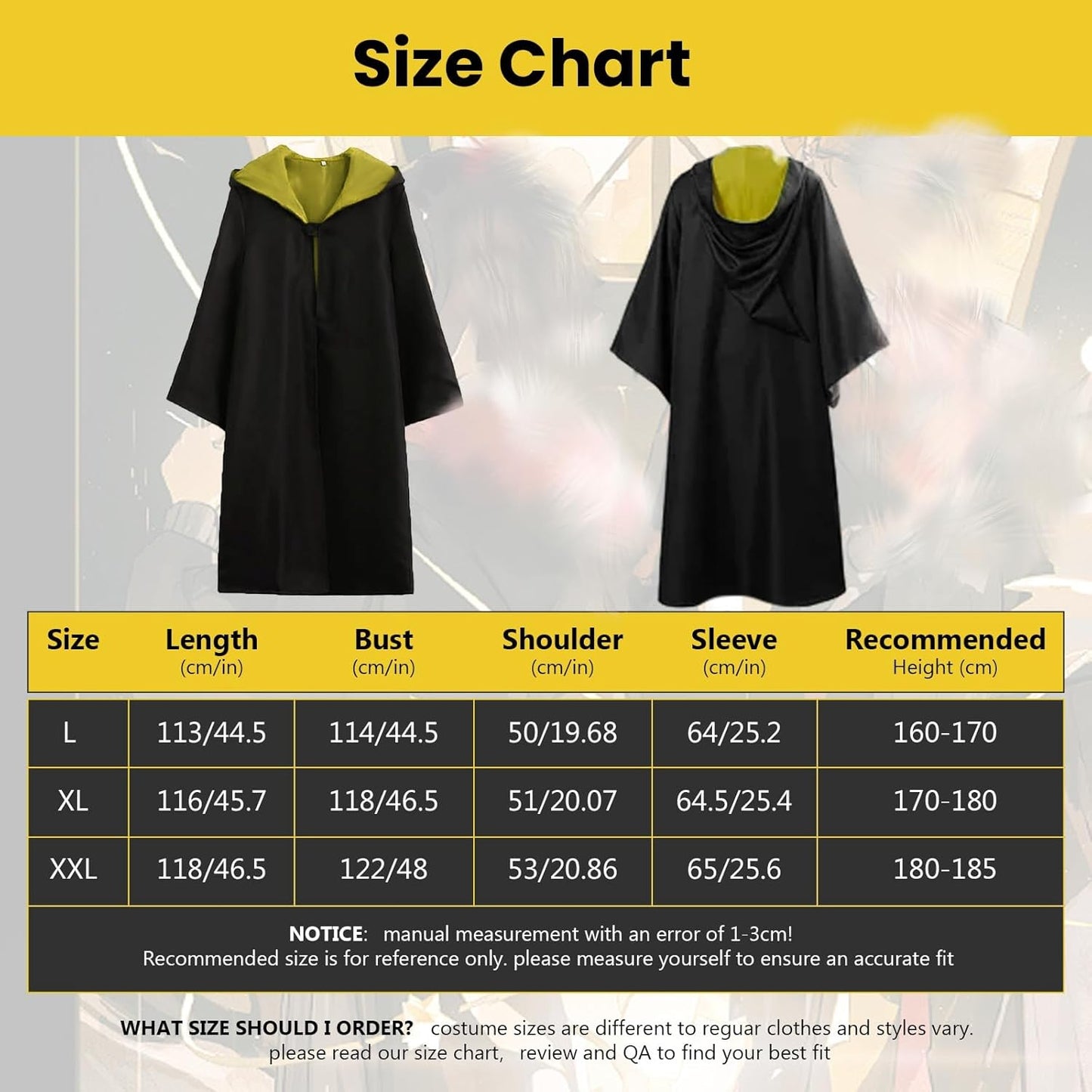 Magic Robe Zauberer-Cosplay-Set, Gelb M
