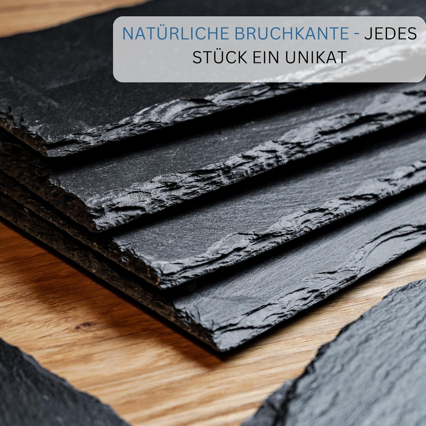 Naturschiefer-Servierplatten-Set, 30x30cm, 2 Stück
