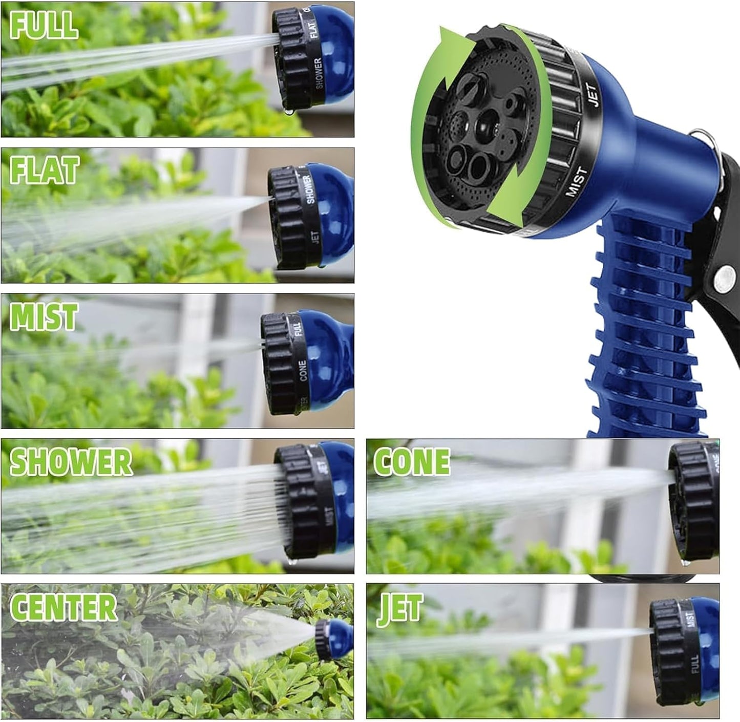 Flexibler Gartenschlauch mit 7 Funktionen, Blau-100ft