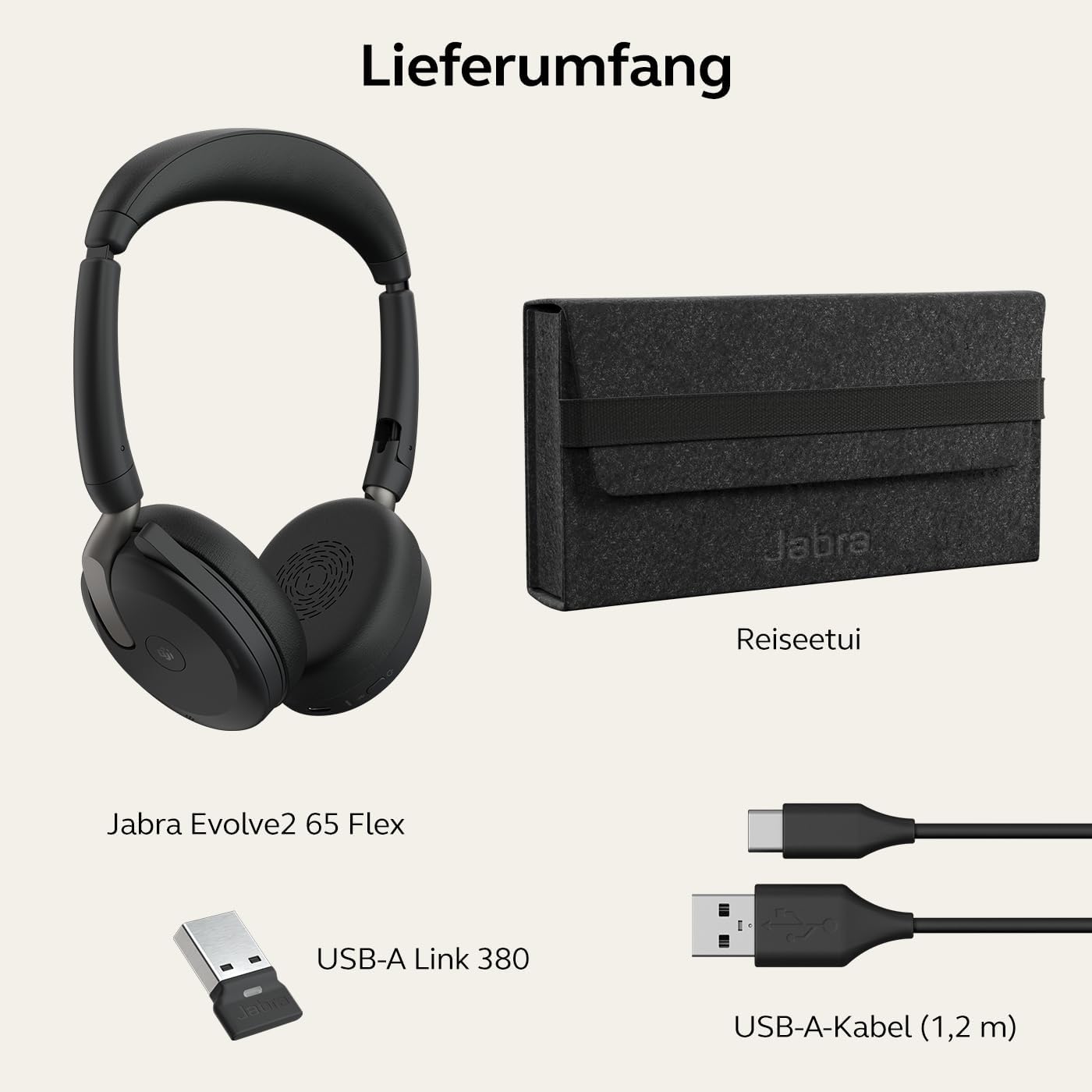 Evolve2 65 Flex, Kein kabelloses Ladegerät USB-A Adapter - Kein kabellosem Ladegerät Optimiert für Microsoft Teams