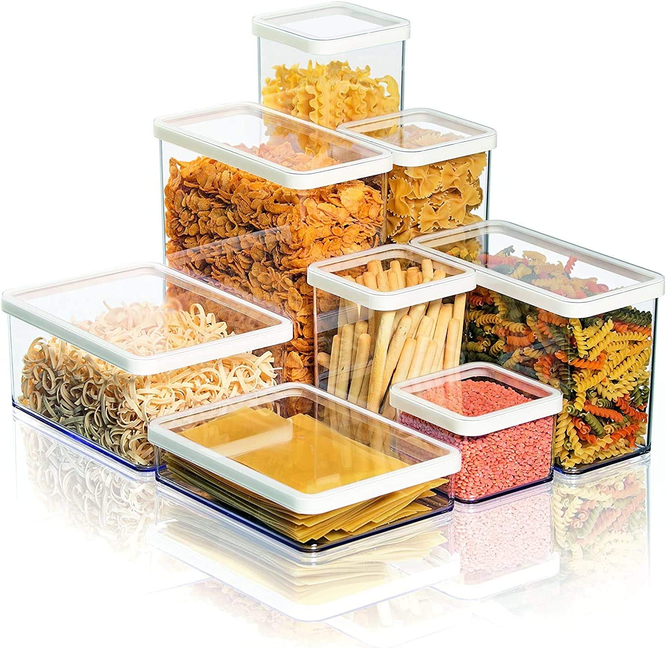 5-teiliges Set Aufbewahrungsdosen mit Deckel, Transparent/Weiss Starter-Set 5-teilig