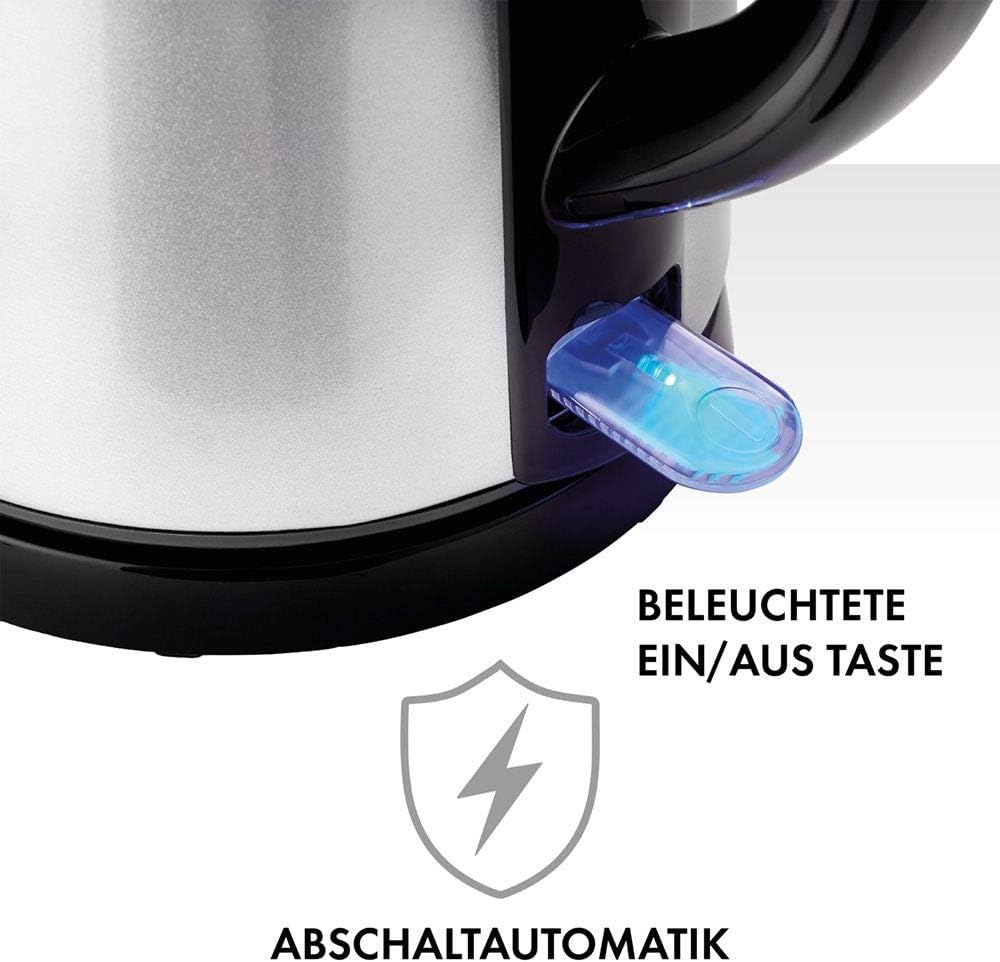 Edelstahl Wasserkocher 1,2L, Silber/Schwarz