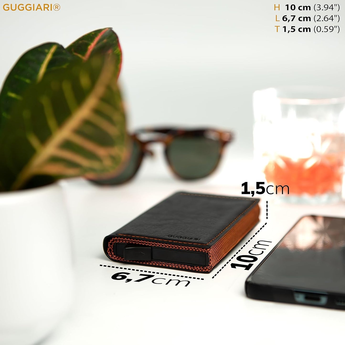Kreditkartenetui, Black&orange|Kunstleder