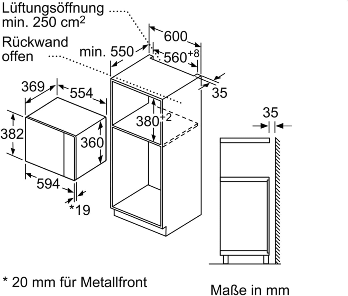 BEL554MS0 Einbau-Mikrowelle Serie 6, Edelstahl | Türanschlag Links
